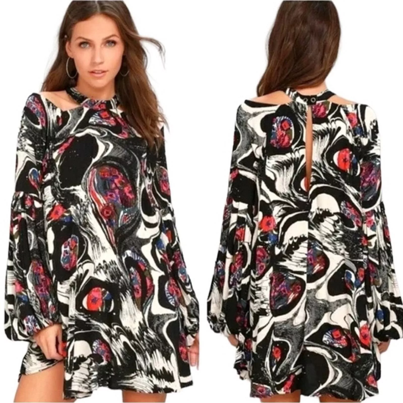 Free People Mini Dresses Free People Drift Away Dress Black