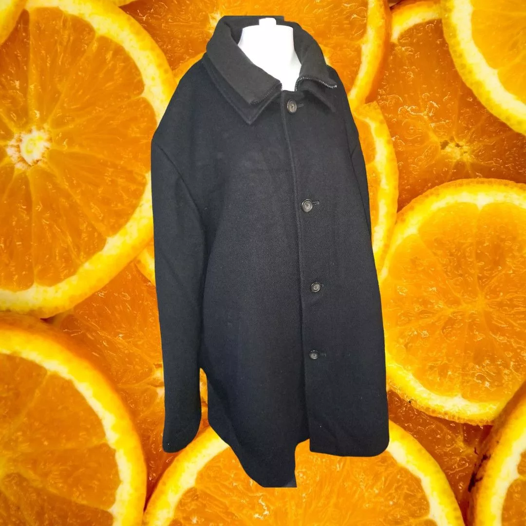 Lauren Ralph Lauren Light Jackets Lauren Ralph Lauren Black Wool Blend Zip Overcoat Size 54L