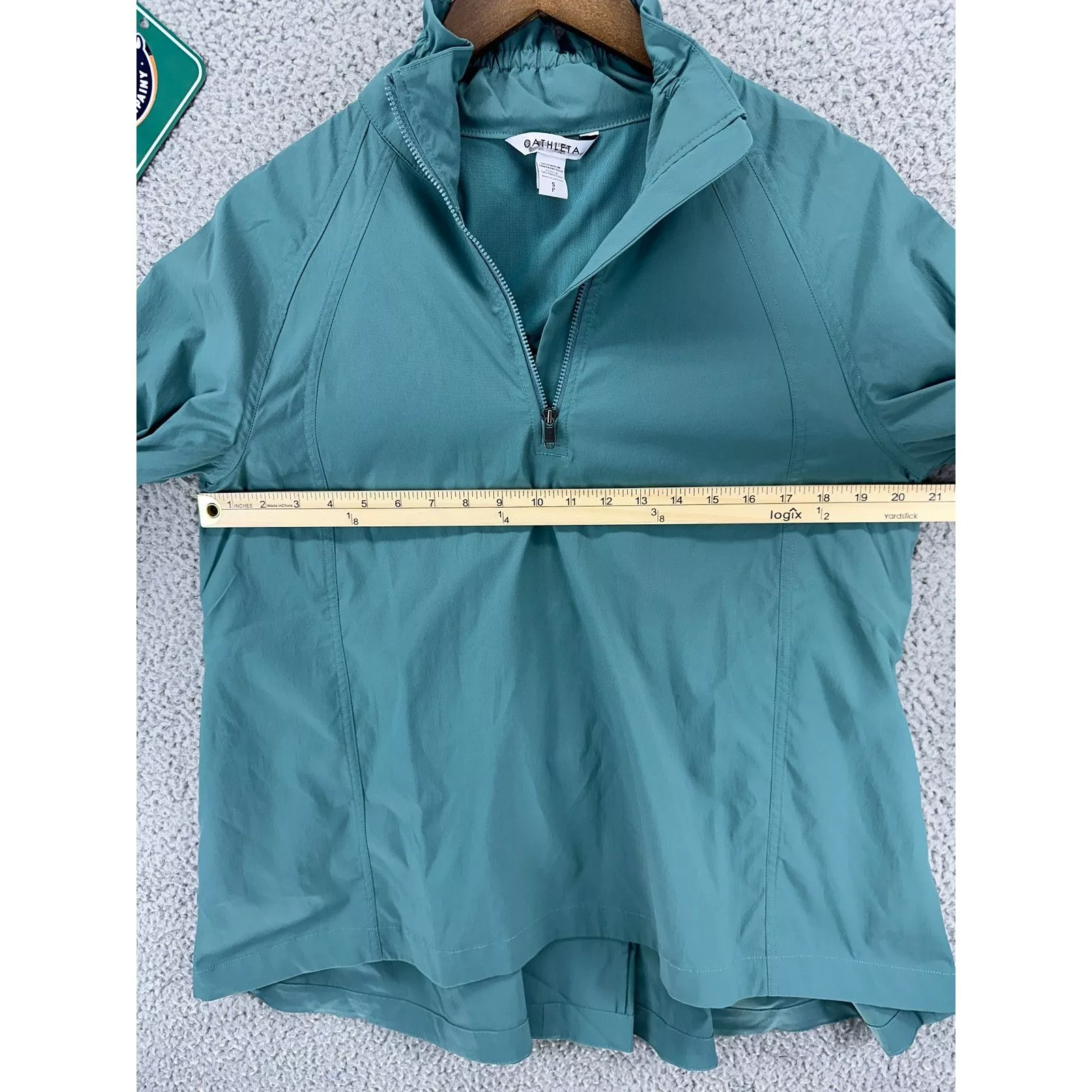 Athleta Jackets Athleta Rain Pullover Jacket Womens S Teal Poplin Top Small Green