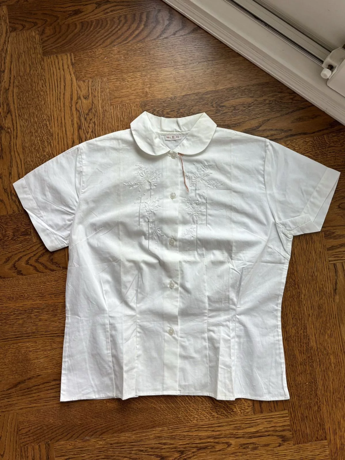 Japanese Brand Button Ups Japanese Brand × Vintage Vintage Short Sleeve Button Up Lace Embroidered Camp Summer White Streetwear