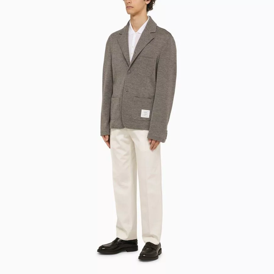 Thom Browne Light Jackets Thom Browne o1d2blof0724 Wool Single-breasted Jacket in Grey Gray