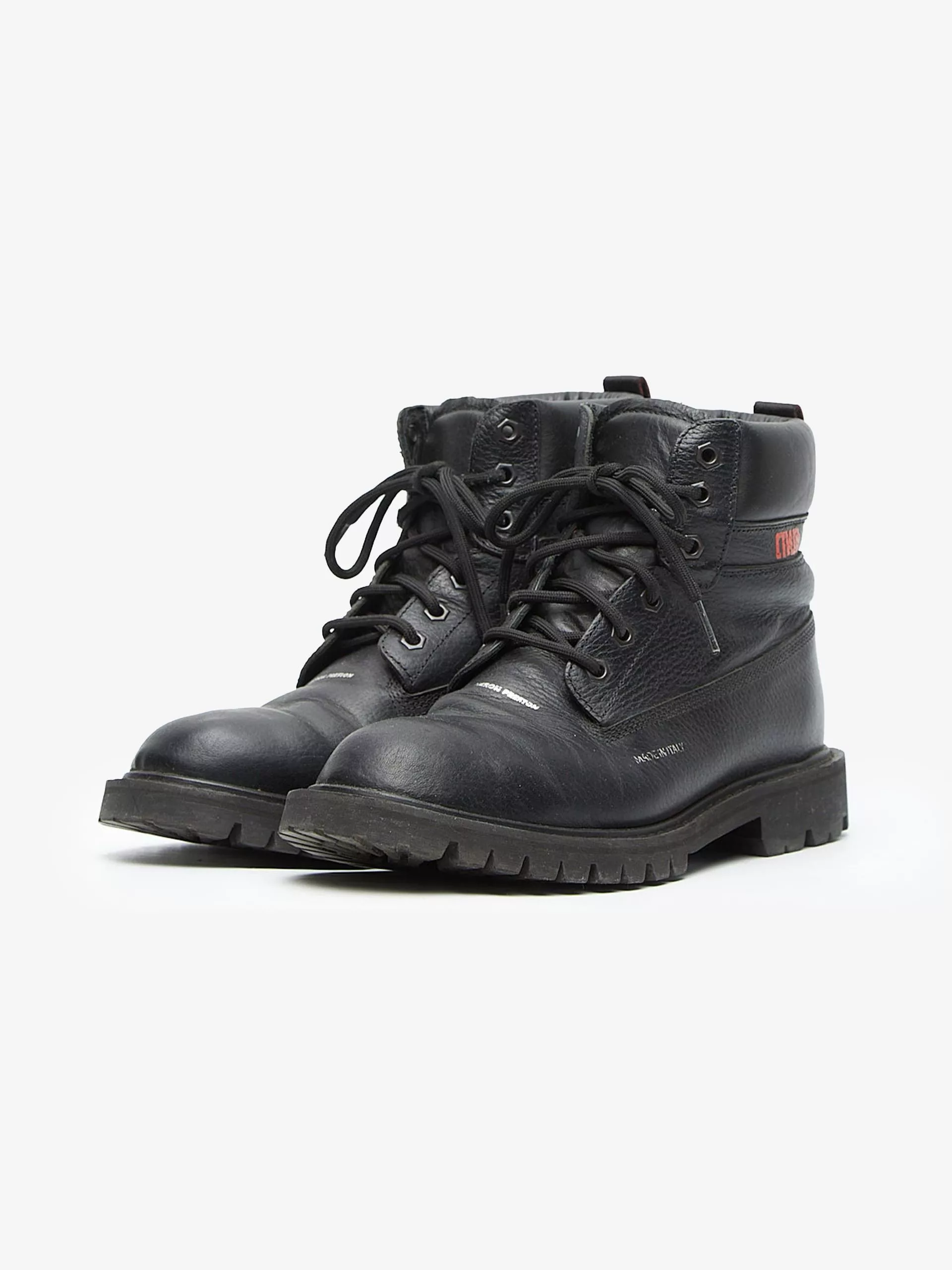 Heron Preston Boots Heron Preston Black Logo Printed High Leather Boots