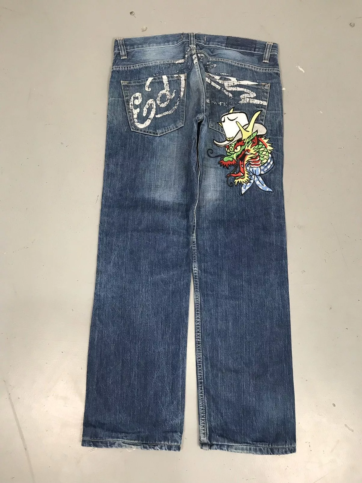 Ed Hardy Denim Ed Hardy × Vintage Ed Hardy Embroidery Denim Blue Streetwear