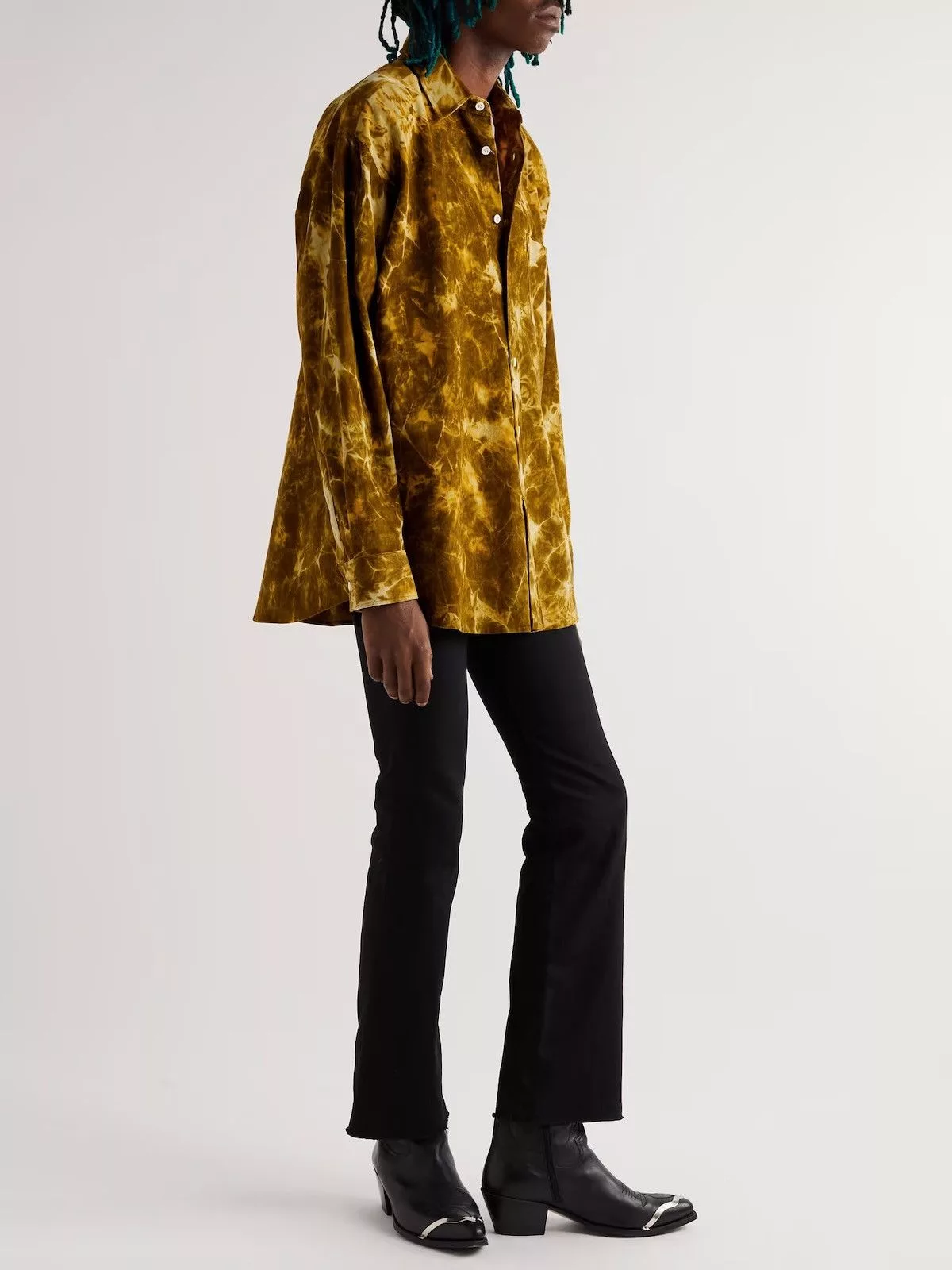 Celine Shirts Button Ups Celine × Hedi Slimane Rare TIE DYED VELOUR shirt $1300 xl NEW Yellow