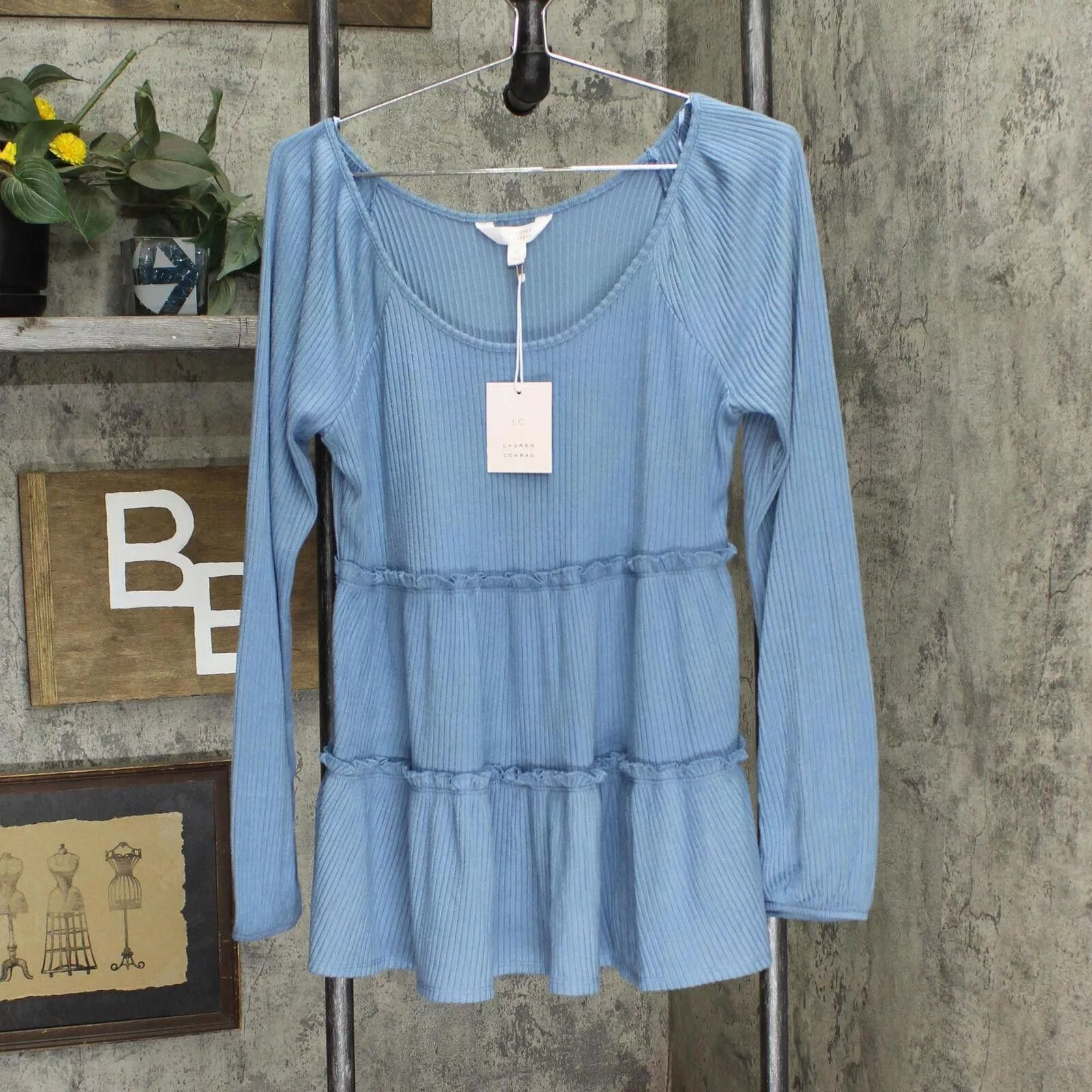 Designer Blouses Designer NWT Lc Lauren Conrad Tunic Blouse WL24K000RS M Scrub Blue