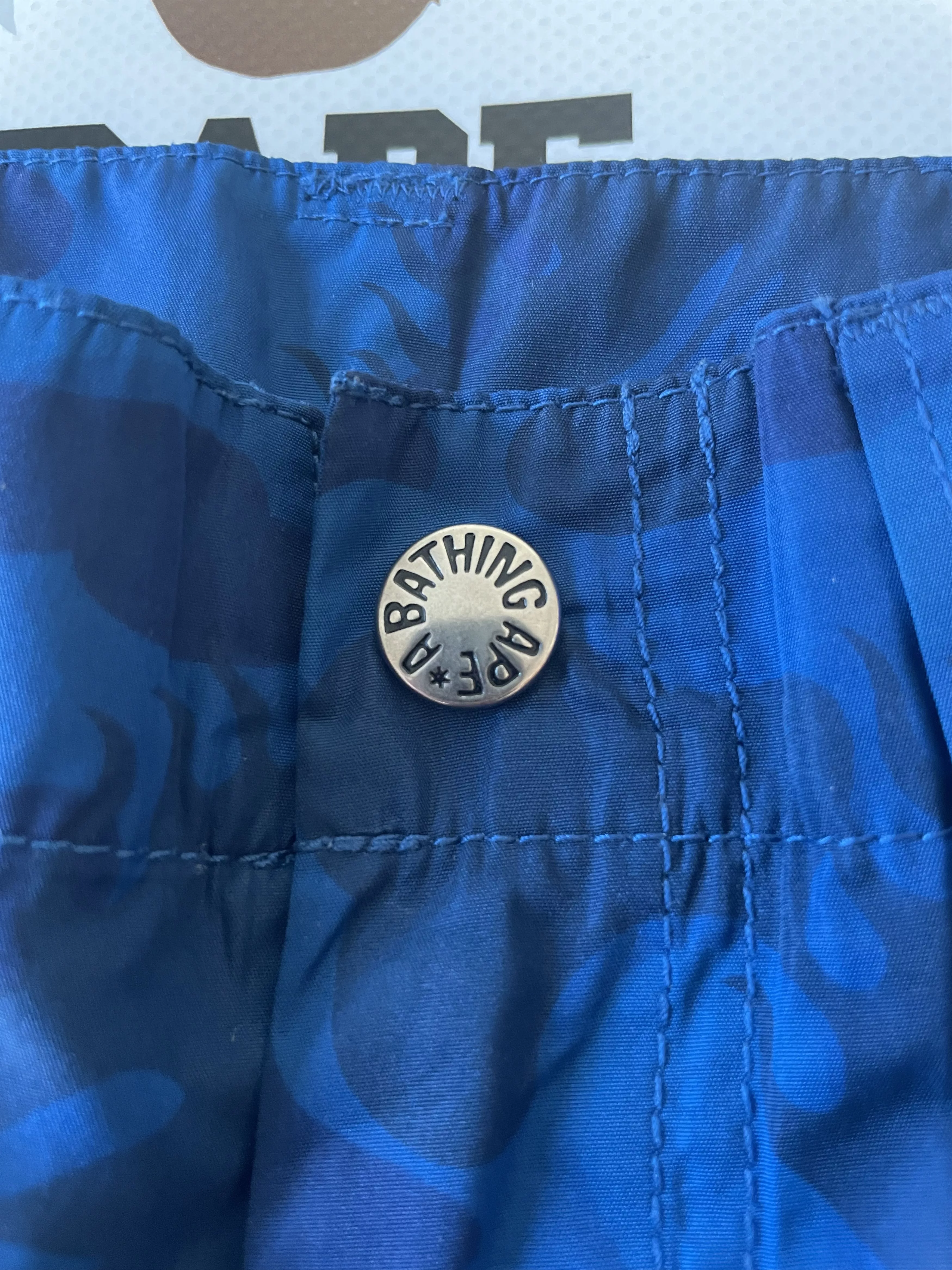 Bape Shorts Bape FIRE CAMO BEACH SHORTS Blue
