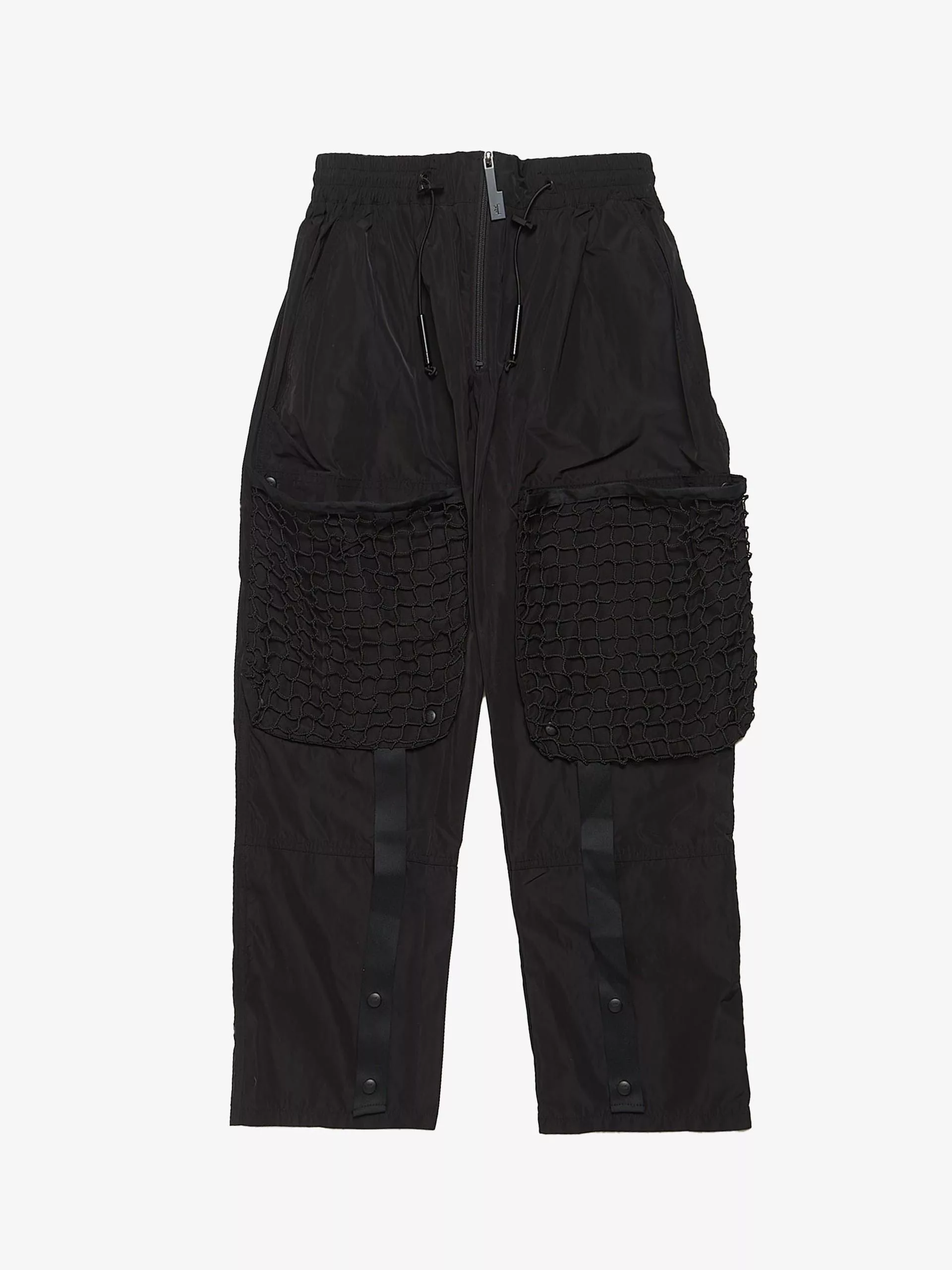 A-COLD-WALL* Casual Pants A-COLD-WALL* Black Zipped & Laced Grid Polyester Cargo Pants
