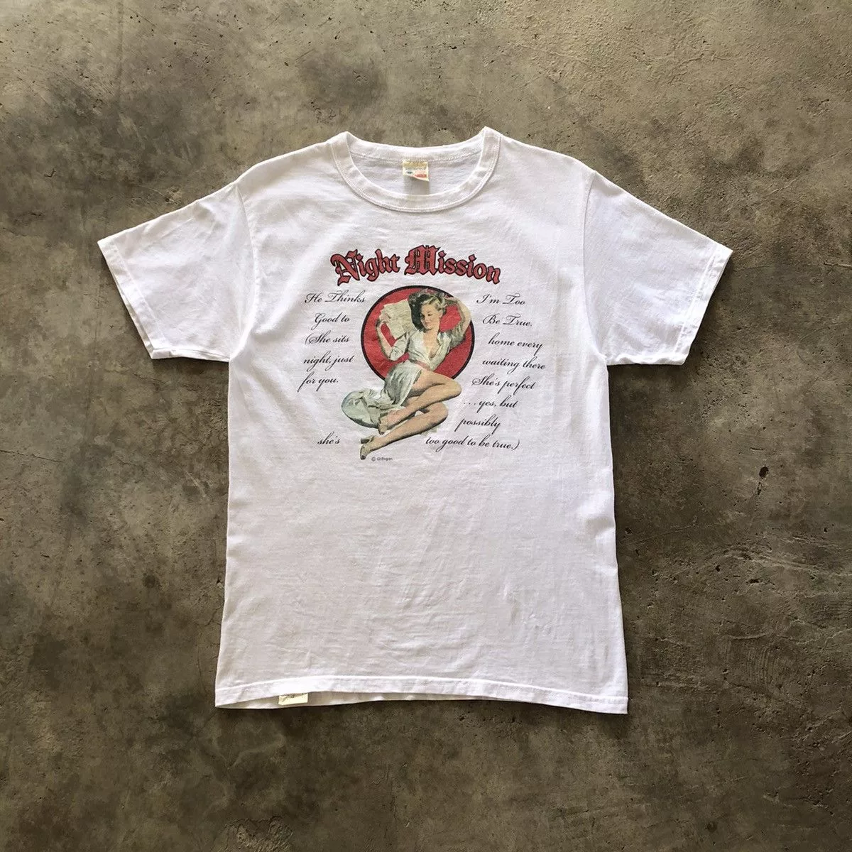 Buzz Rickson's Short Sleeve T Shirts Buzz Rickson's BUZZ RICKSON Sportswear Night Mission T-Shirt White Vintage