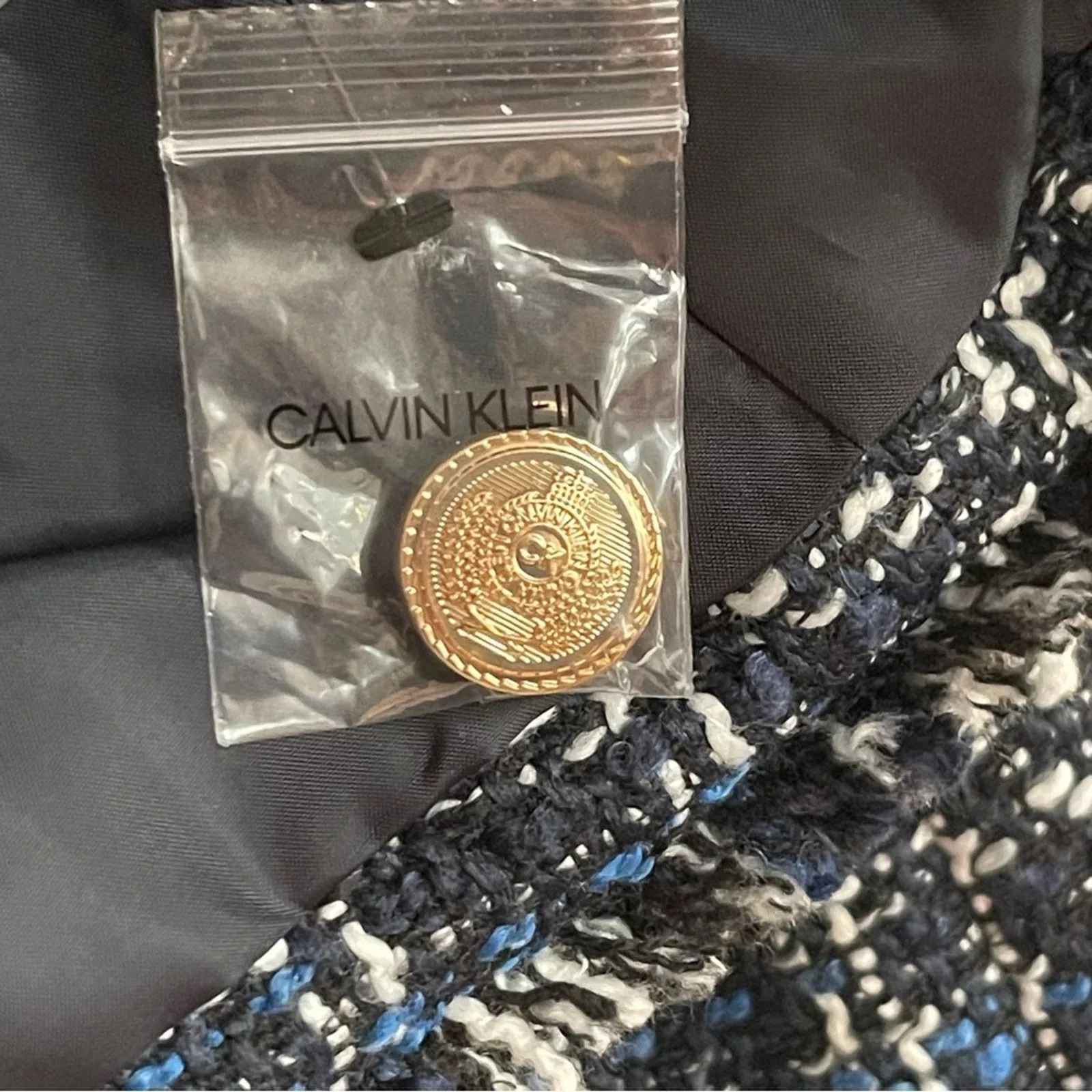 Calvin Klein Jackets Calvin Klein Fringe Tweed Open Front Blazer Black