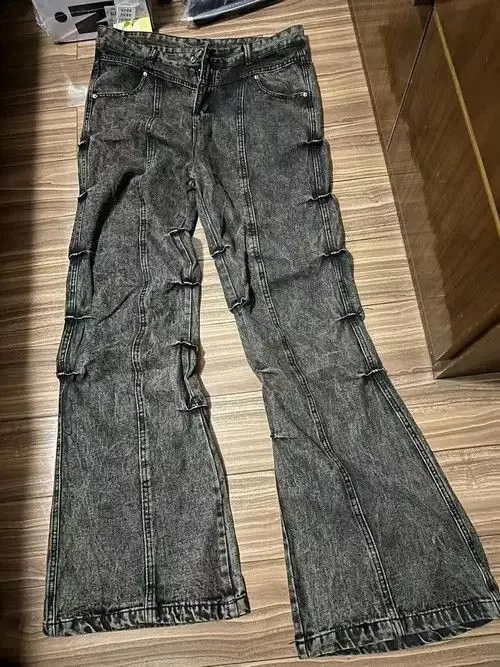 Designer Denim Designer Black washed Distressed jeans Opium style