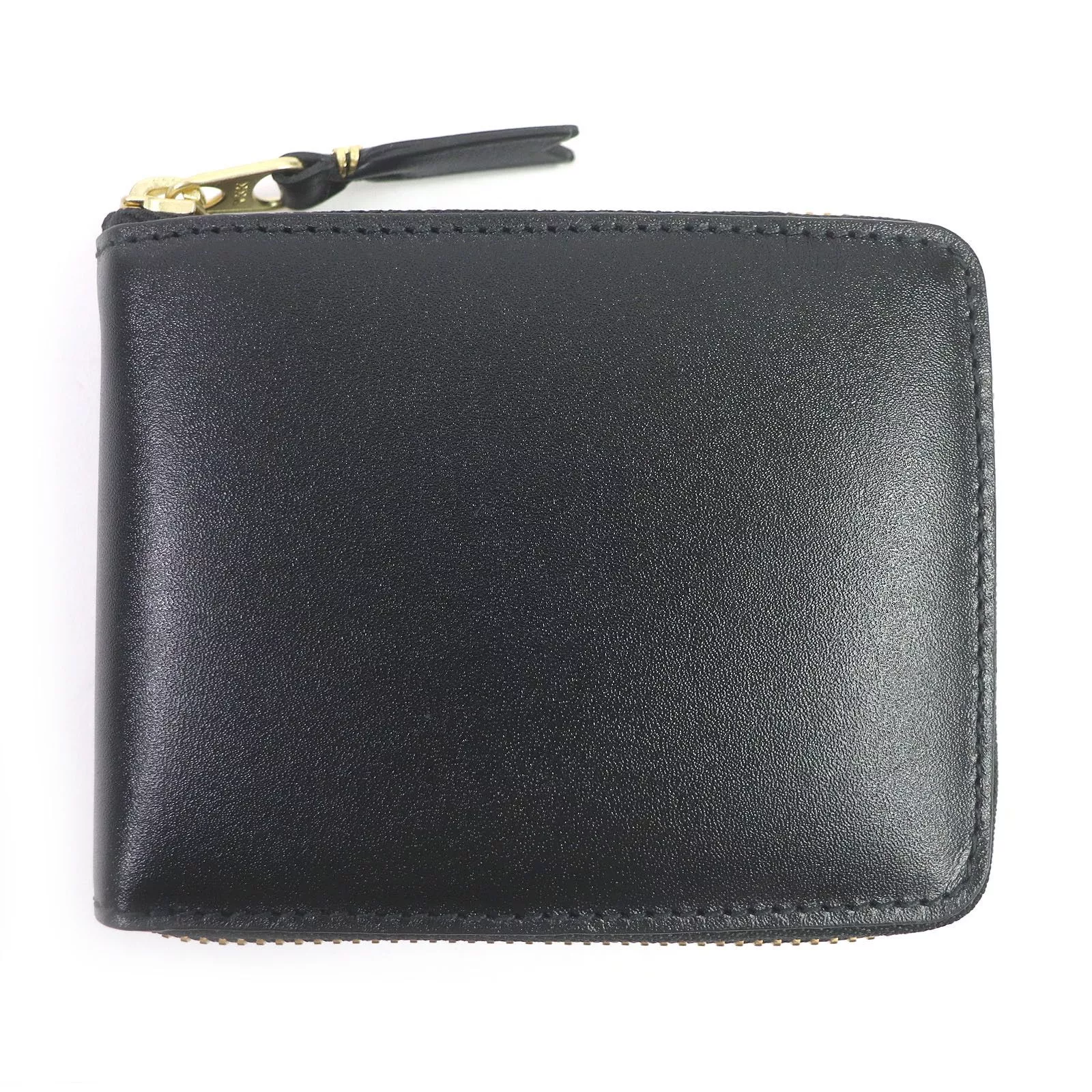 Comme des Garcons Wallets Comme des Garcons Wallet Plain Round Zipper Leather Compact Black