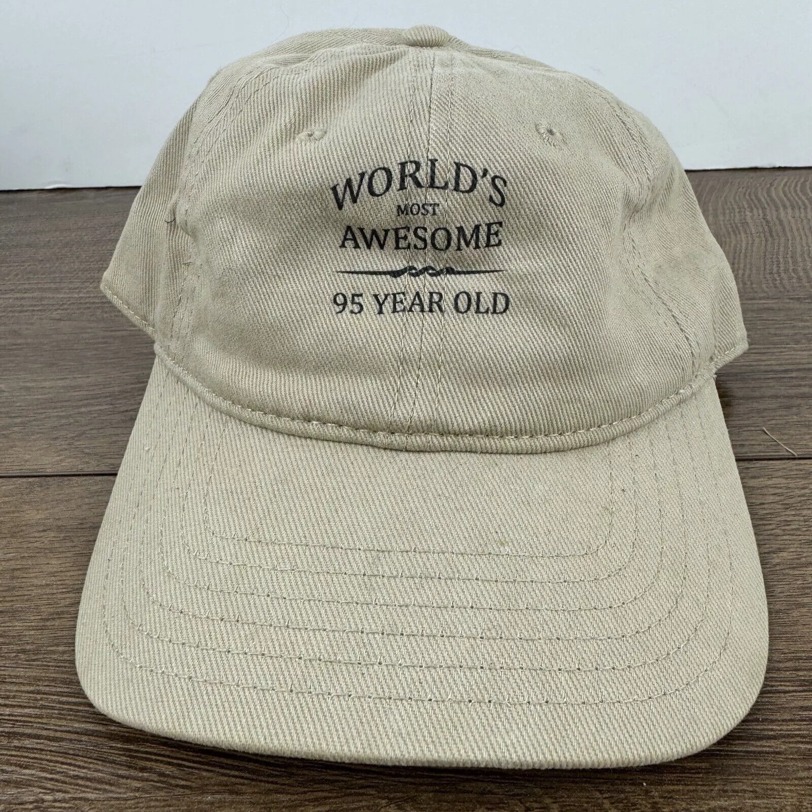 Other Hats Other 95 Years Old Hat Worlds Awesome 95 Tan Brown Hat Adjustable