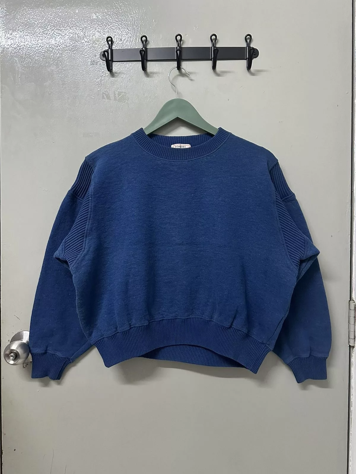 Designer Sweatshirts Designer × Vintage × Yves Saint Laurent Vintage YSL Baggy Style Pullover Sweatshirt Blue