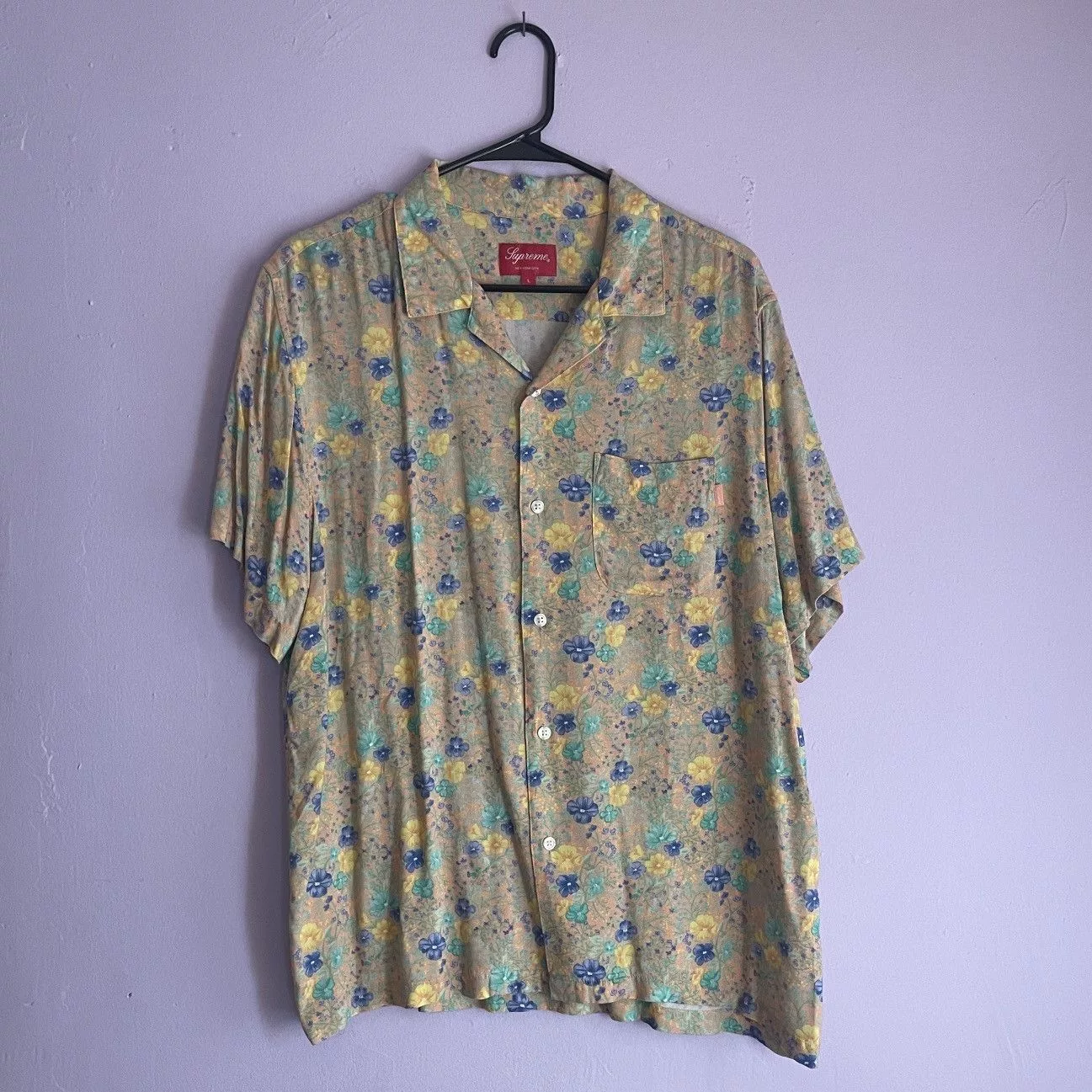Supreme Shirts Button Ups Supreme Rayon Floral Yellow