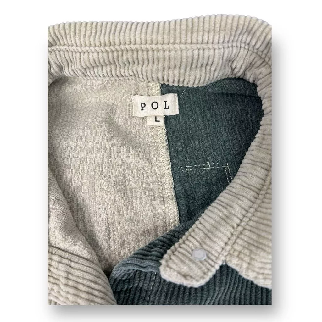 Other Button Ups Other POL Distressed Oversized Corduroy Shacket Size Large Green