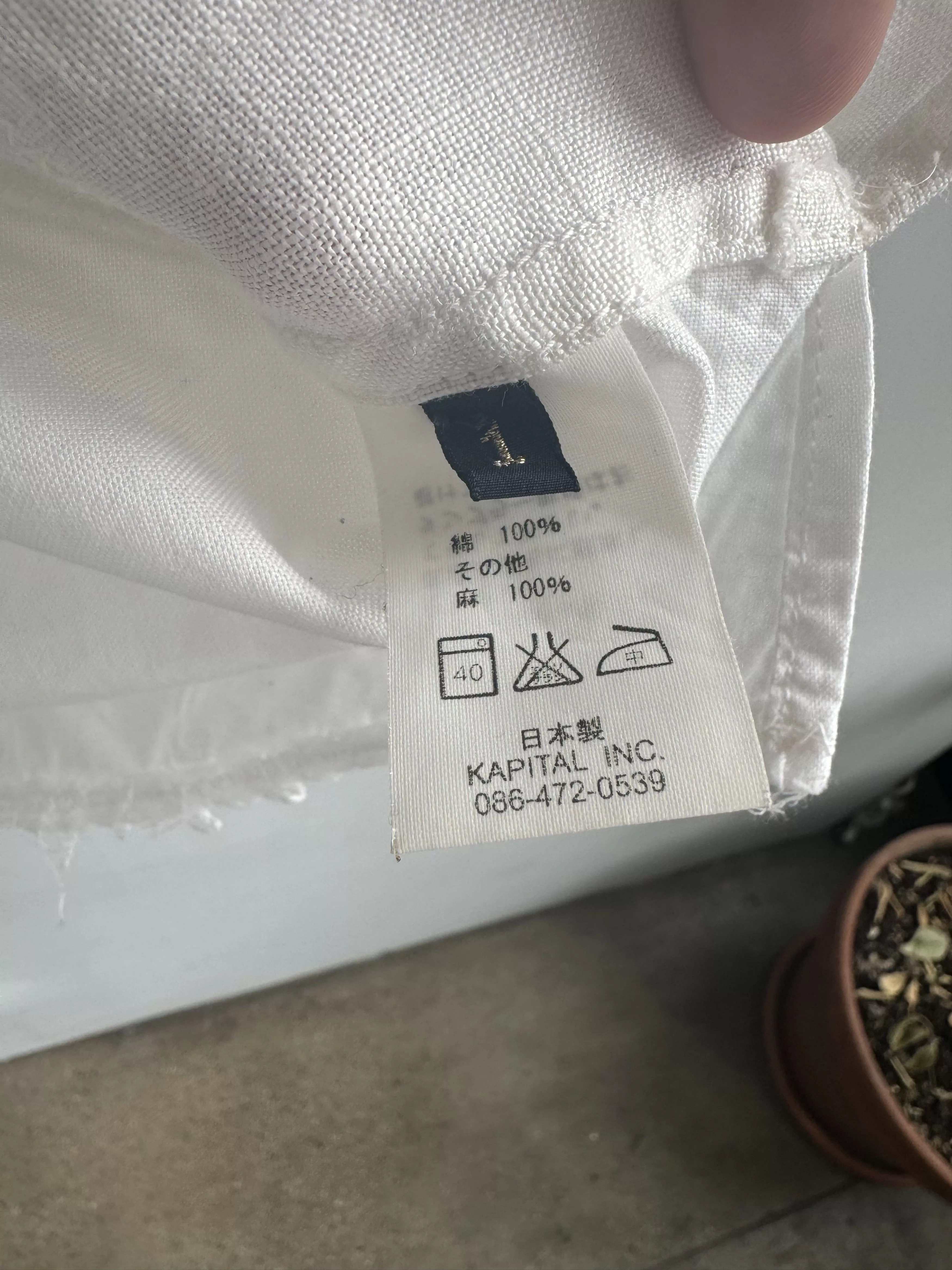 Kapital Button Ups Kapital Cotton Linen Blend Patchwork Button Down White