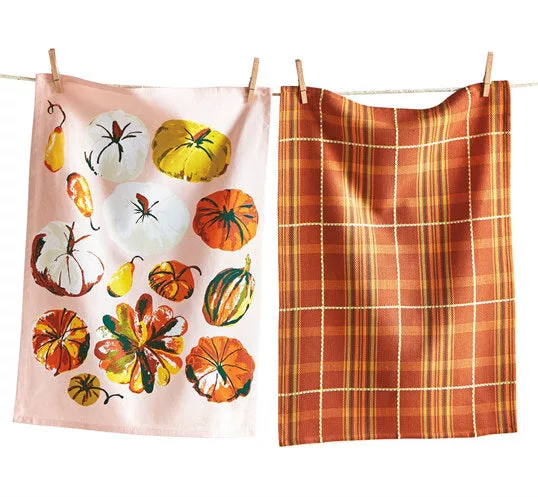 HARVEST PUMPKIN DISHTOWEL SET/2