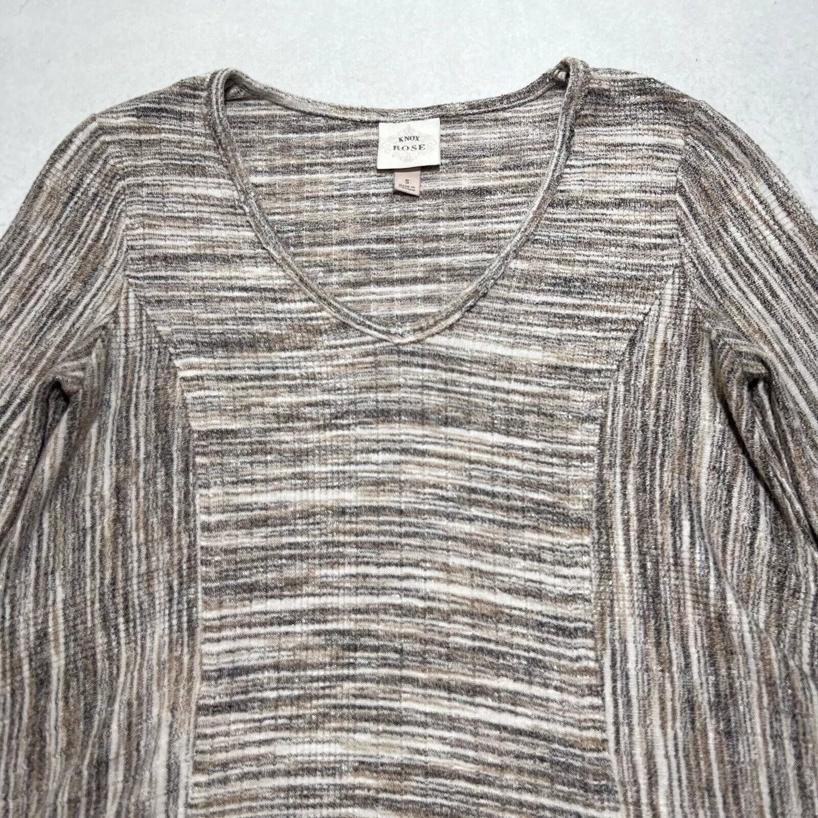 Target Basics Sweaters Target Basics Knox Rose Pullover Sweater V Neck Beige Striped Top Brown