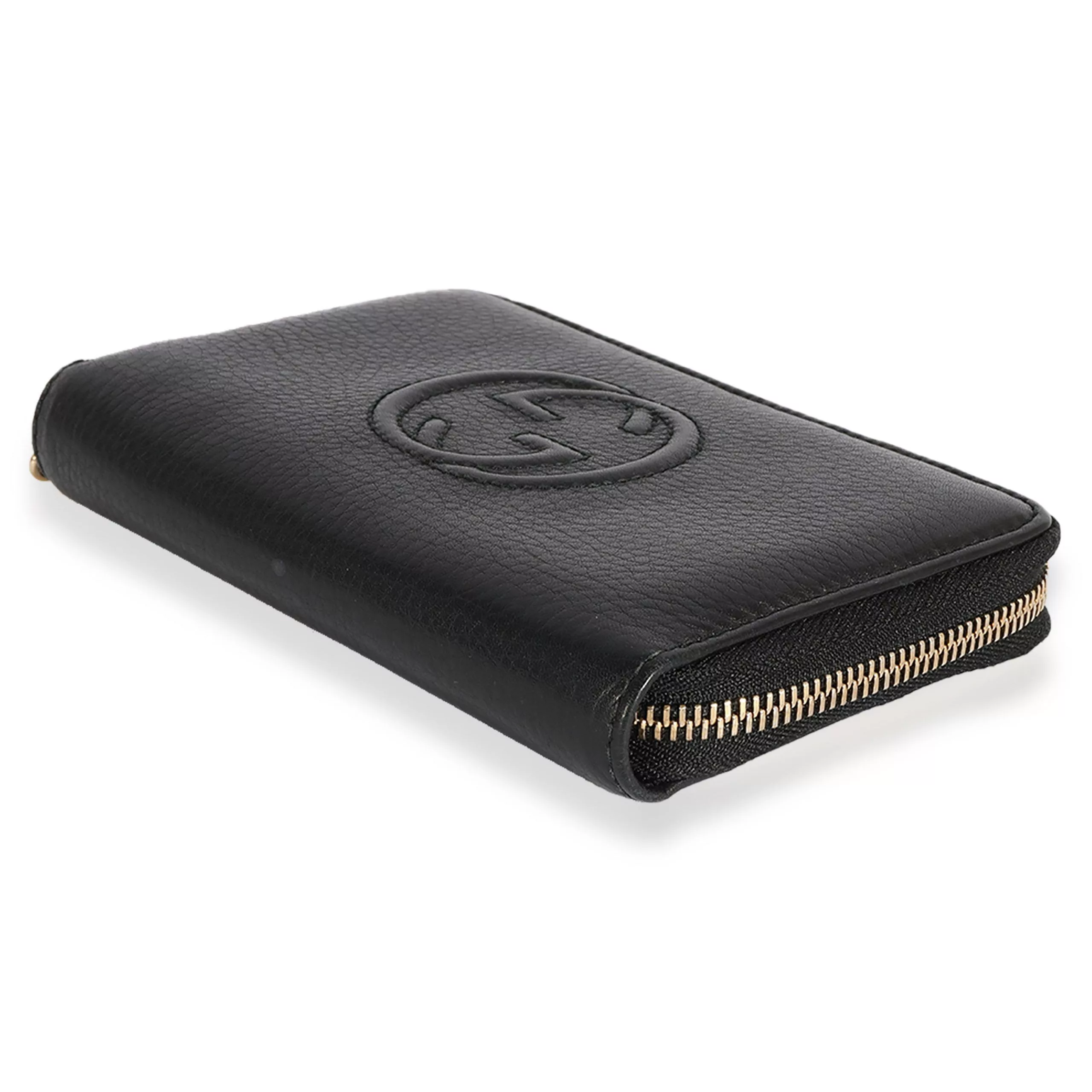 Gucci Rings Gucci Black Pebbled Leather Soho Zip-Around Wallet
