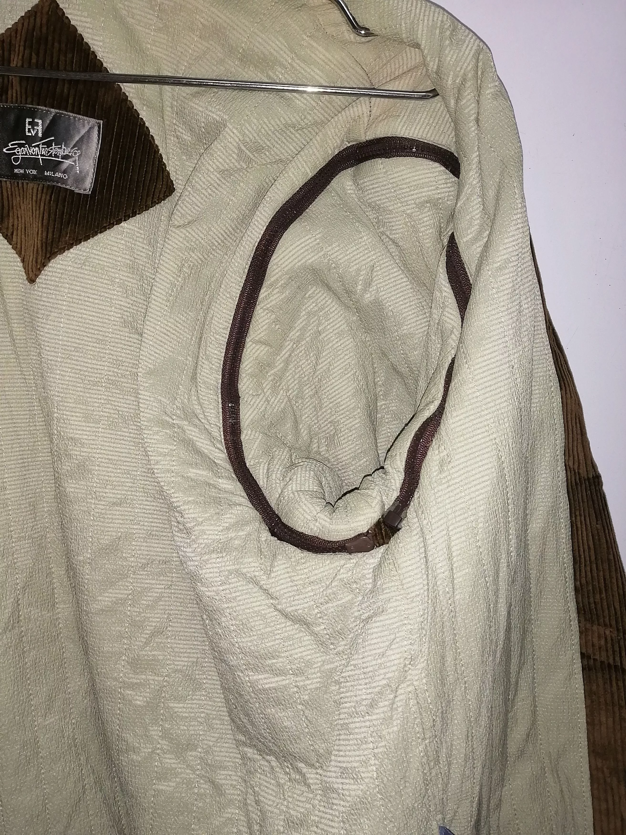 Designer Light Jackets Designer Egon Von Furstenberg Corduroy Jacket & Vest Combine Brown Vintage