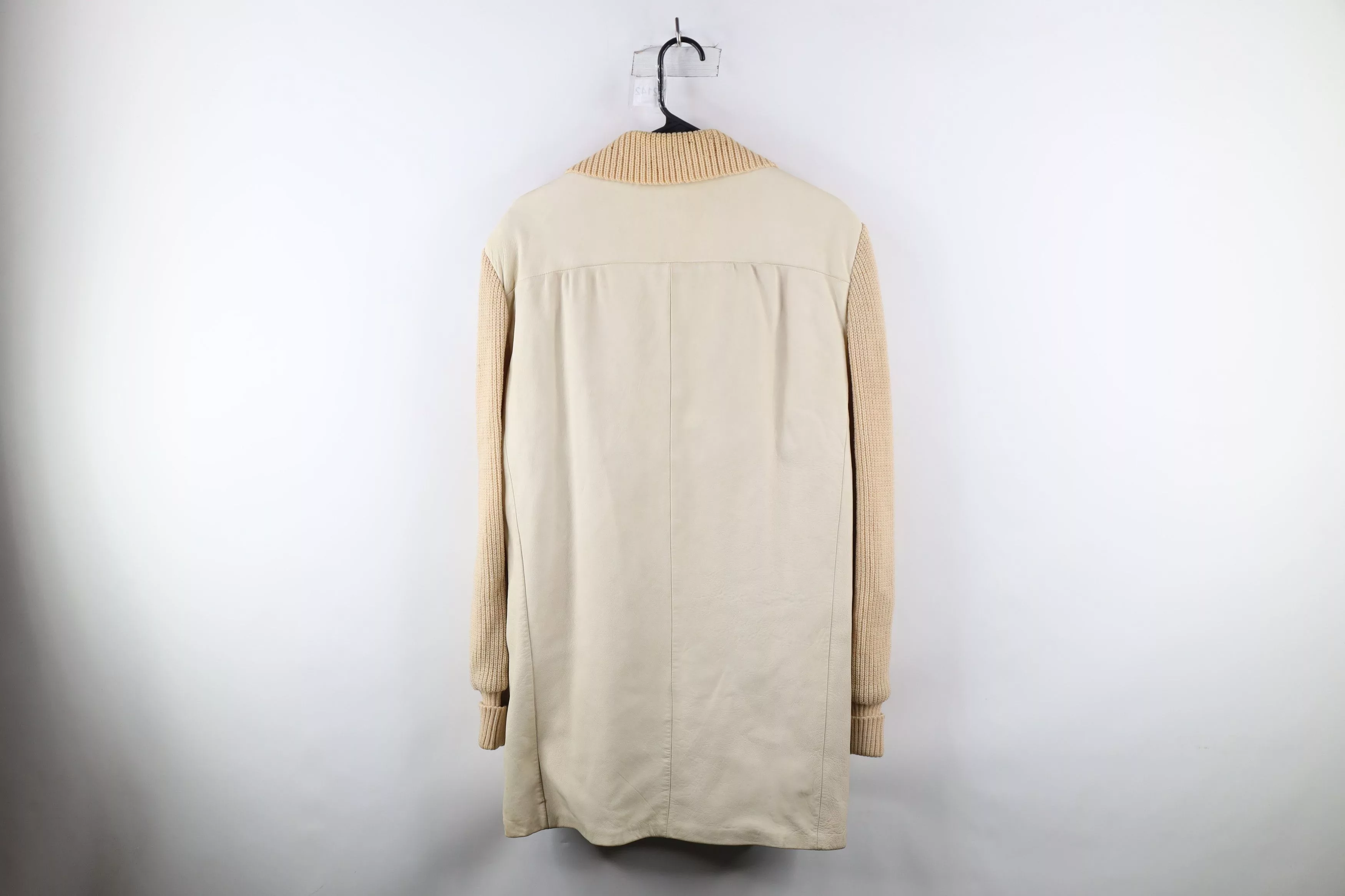 Vintage Light Jackets Vintage 60s Wool Knit Button Sweater Jacket Beige USA