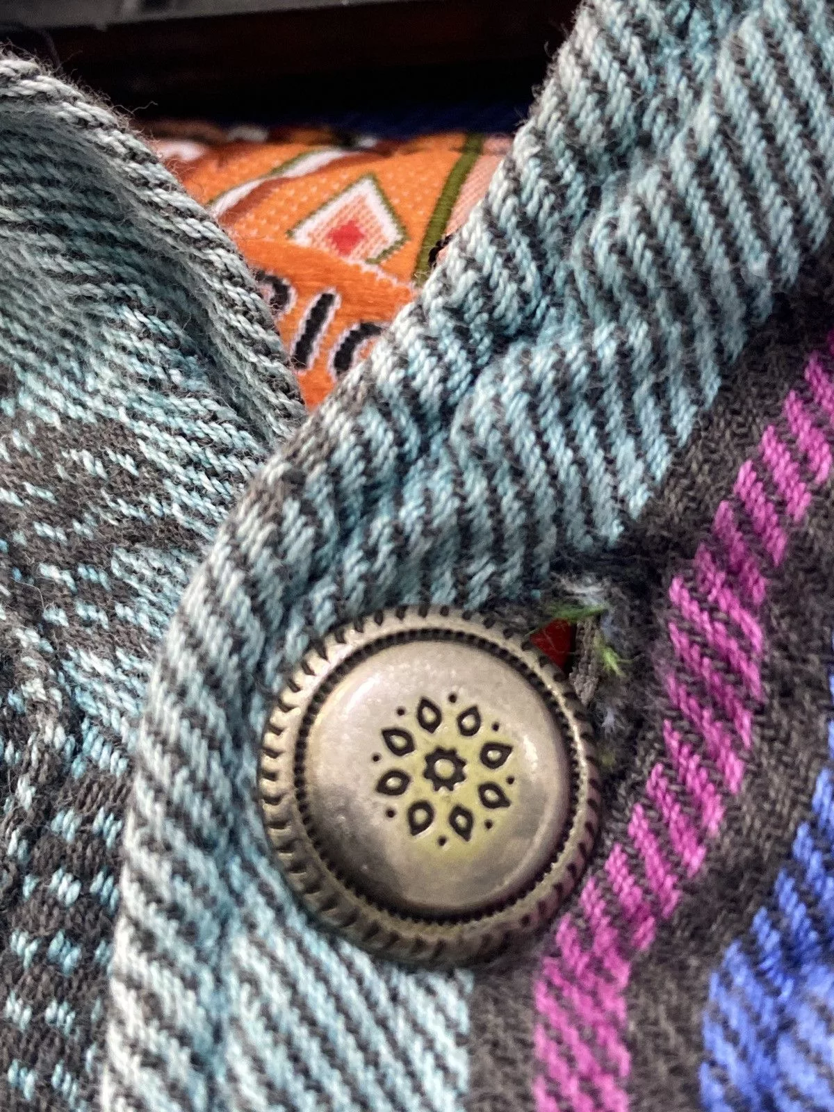 Art Comes First Shirts Button Ups Art Comes First × Native × Vintage NATIVE AMERICAN Half button up by ALLEN WAH Blue