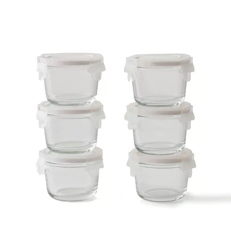 Vanilla Round Mini Glass Container 6 Set