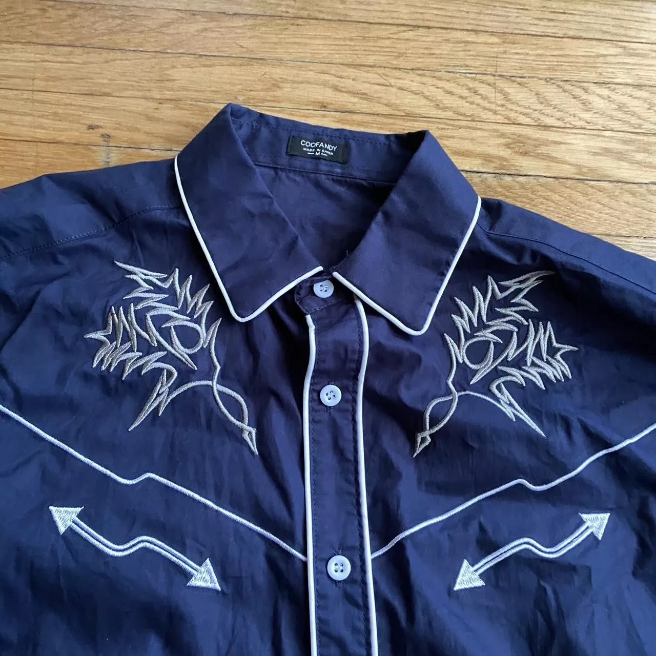 Other Shirts Button Ups Other Coofandy embroidered windbreaker button down Blue