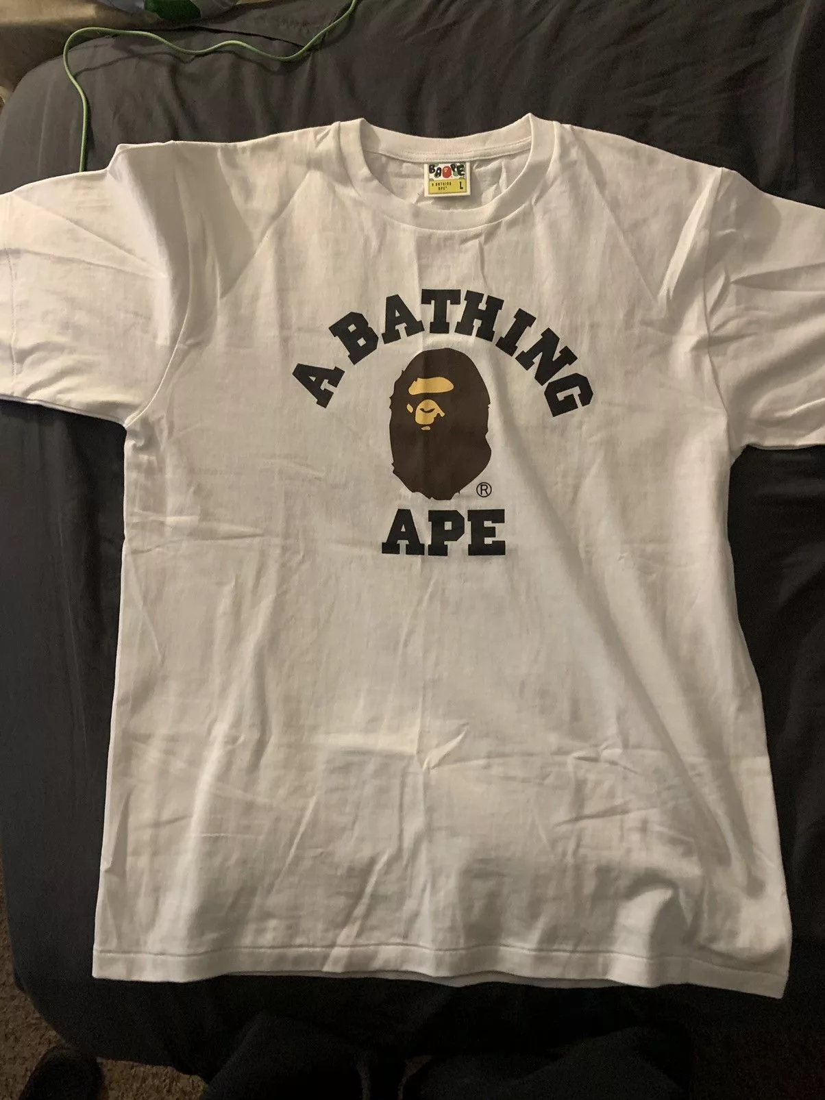 Bape Short Sleeve T Shirts CLASSIC Bape College Tee White