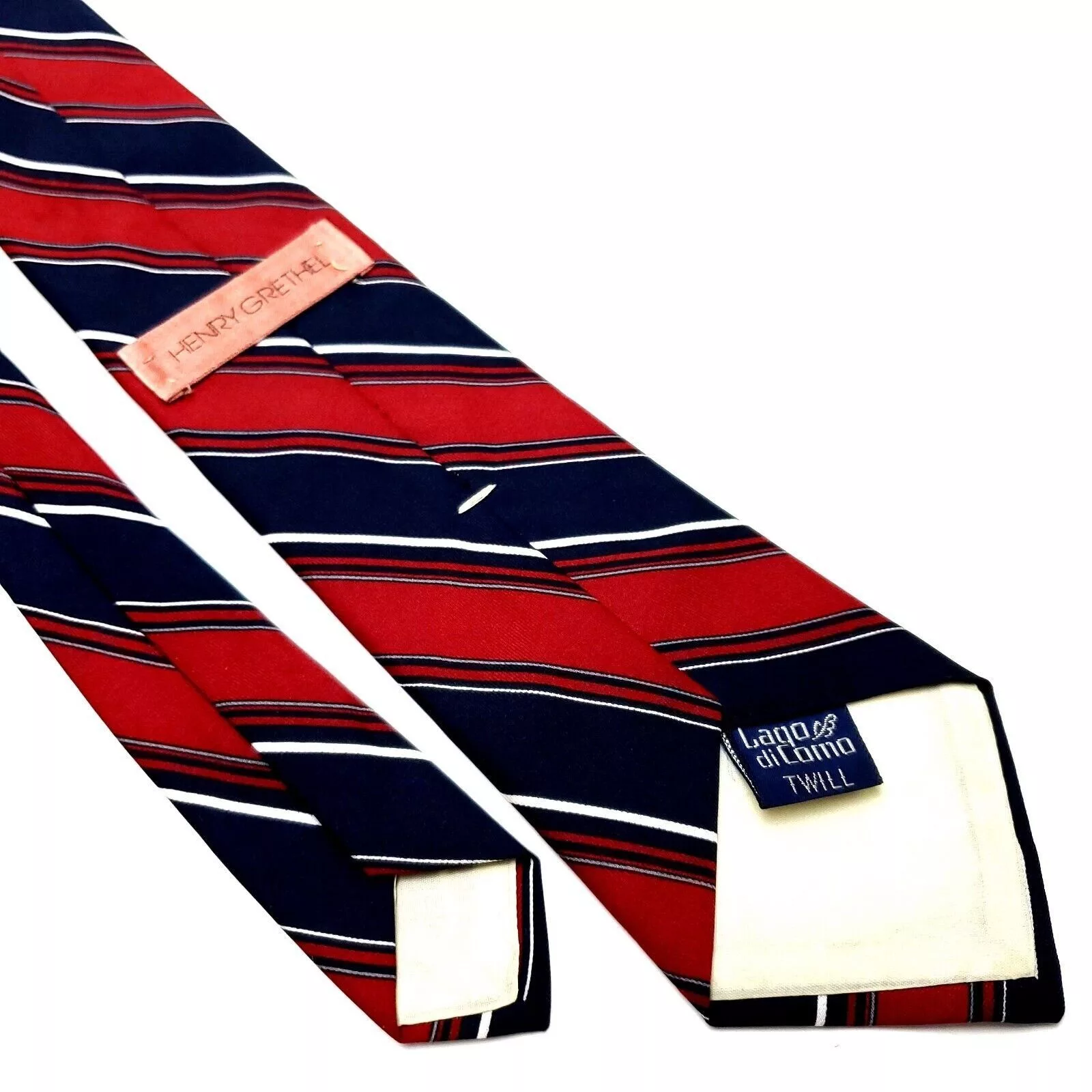 Henry Grethel Ties Pocketsquares Henry Grethel Polyester Tie Blue Red Striped Short