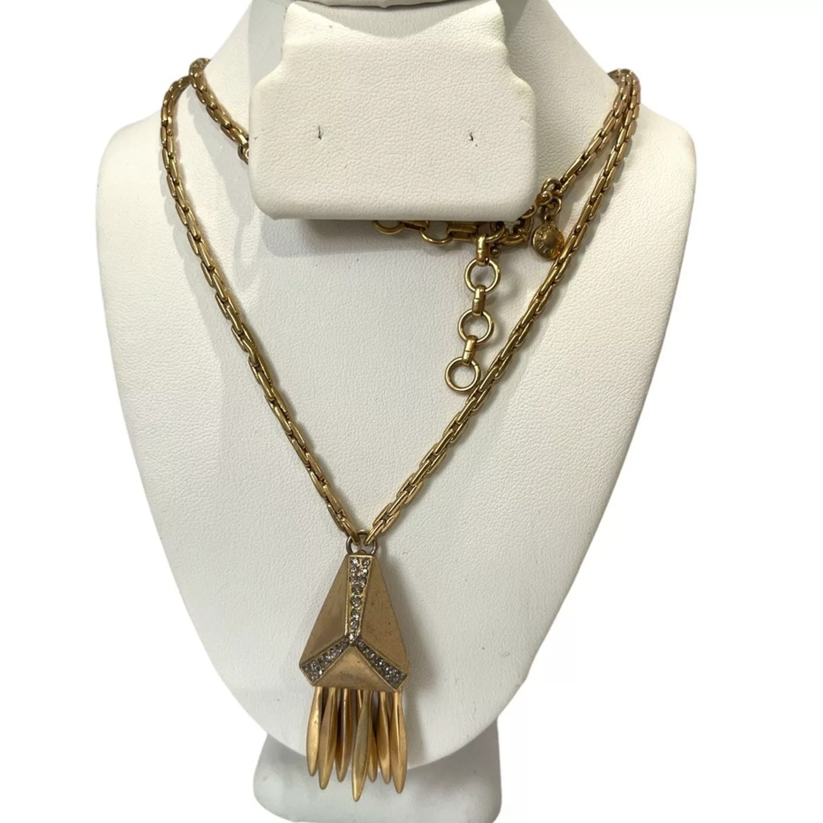 J.Crew Necklaces J.Crew J. CREW Long Strand Crystal Pave Tribal Pendant Necklace Gold