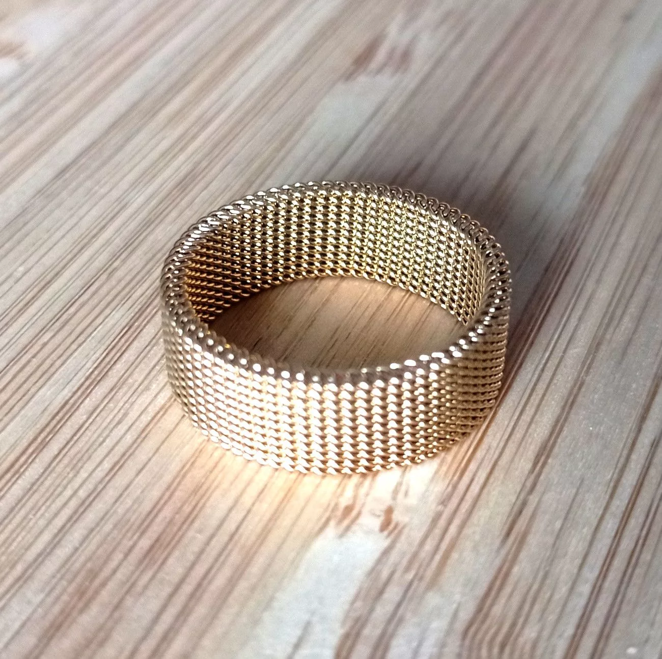 Designer Jewelry Watches Designer × Vintage Stunning Shine Gold Circle Net SS Simple Ring Unique