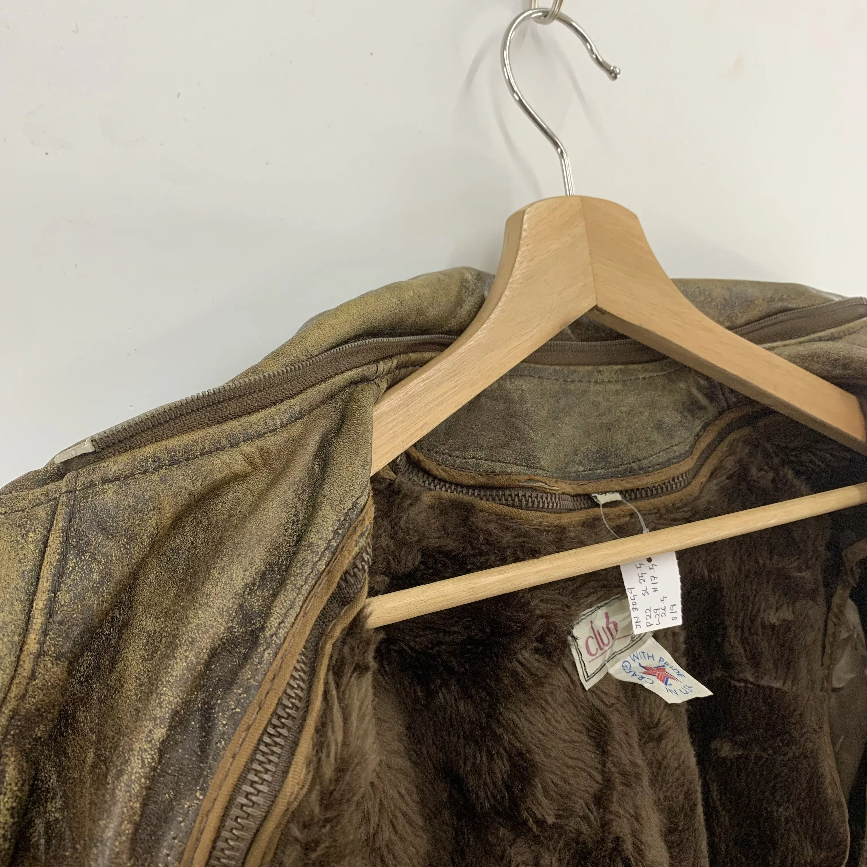Brooks Leather Jackets Brooks × Genuine Leather Vintage 80s Brooks Leather Jacket Fur Interior Brown