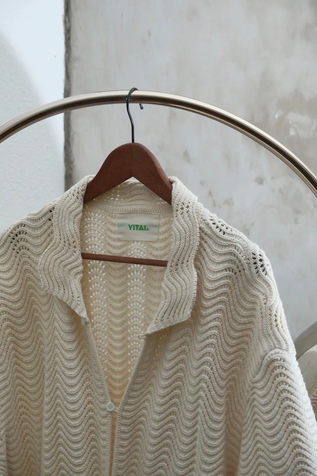 YITAI Shirts Button Ups Yitai Crochet Button Up White