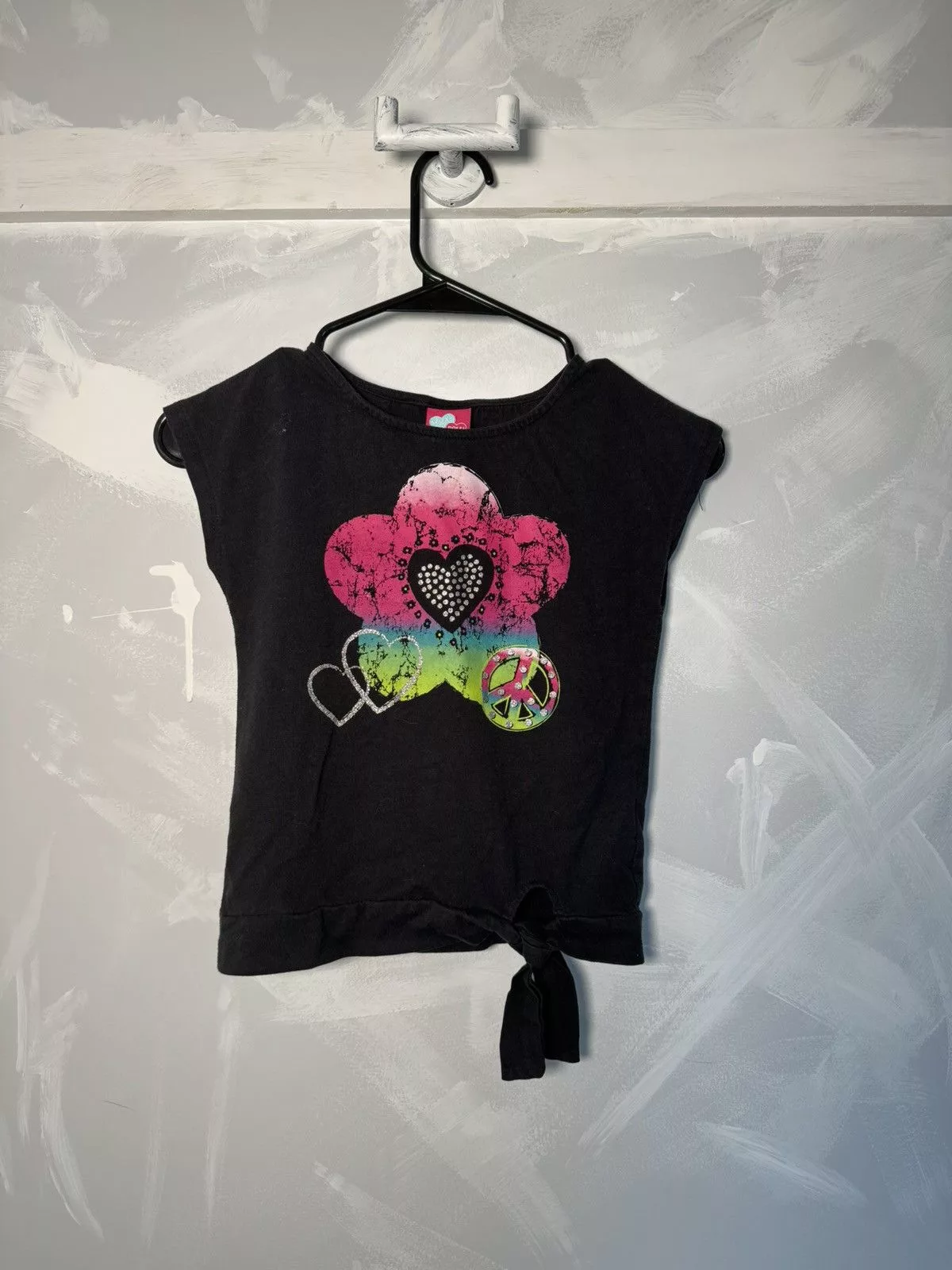 Dolls Kill Crop Tops Dolls Kill × Japanese Brand × Vintage What A Doll Cute Black Pink Flower Peace Baby Tee y2k