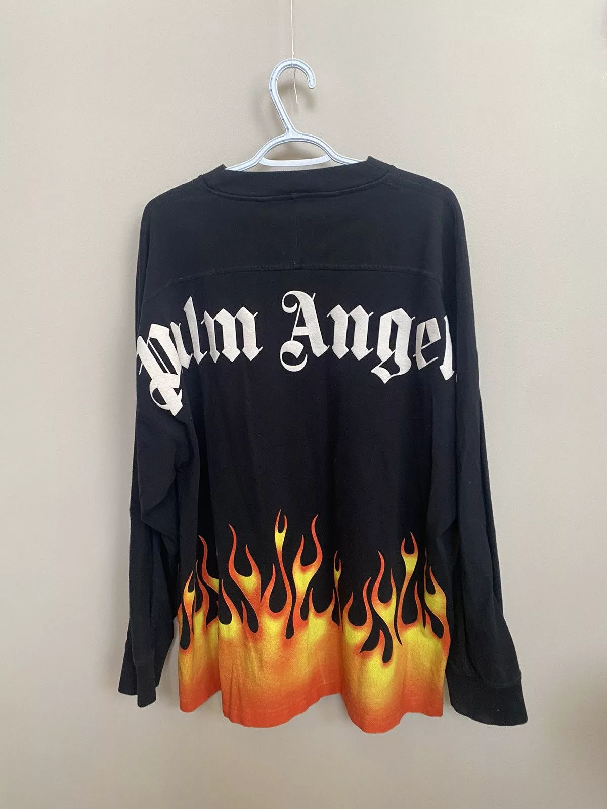 Designer Long Sleeve T Shirts Designer × Palm Angels PALM ANGELS LONG SLEEVE BURNING LOGO OVER TEE Black
