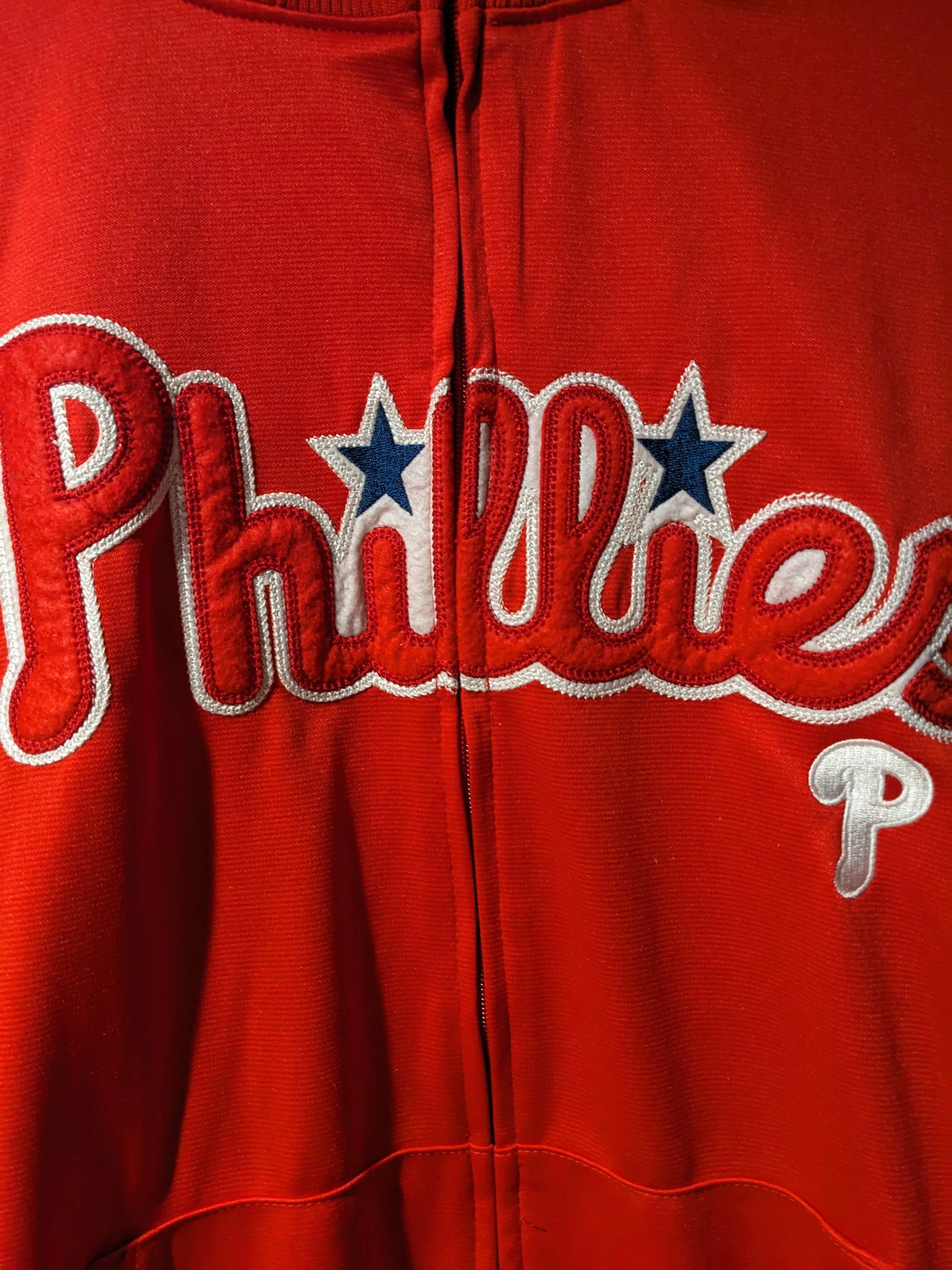 MLB Light Jackets MLB × Vintage Phillies MLB Baseball Stitches Red Full Zip Track Jacket Sportswear