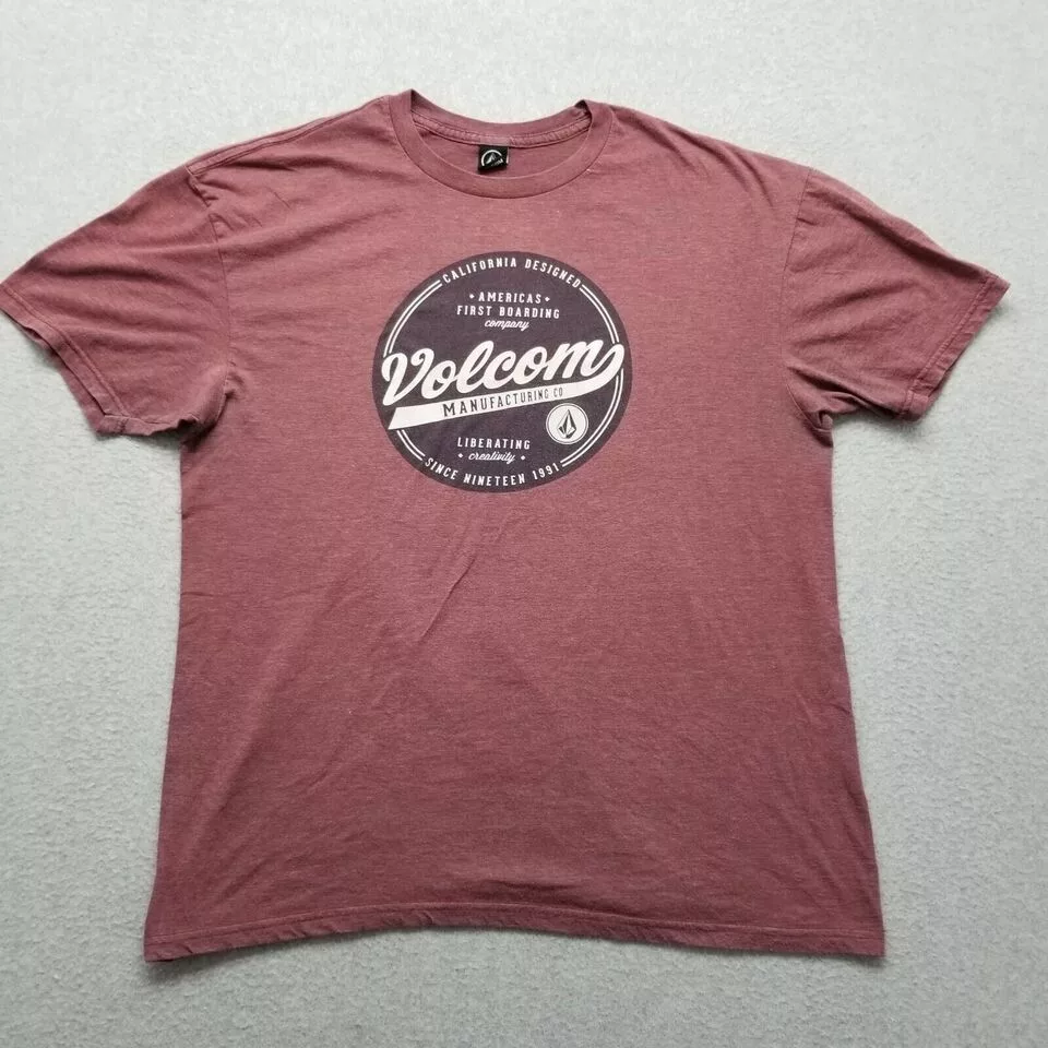 Volcom Short Sleeve T Shirts Volcom Shirt Men Large Short Sleeve Crew Neck Spell Out Logo Red