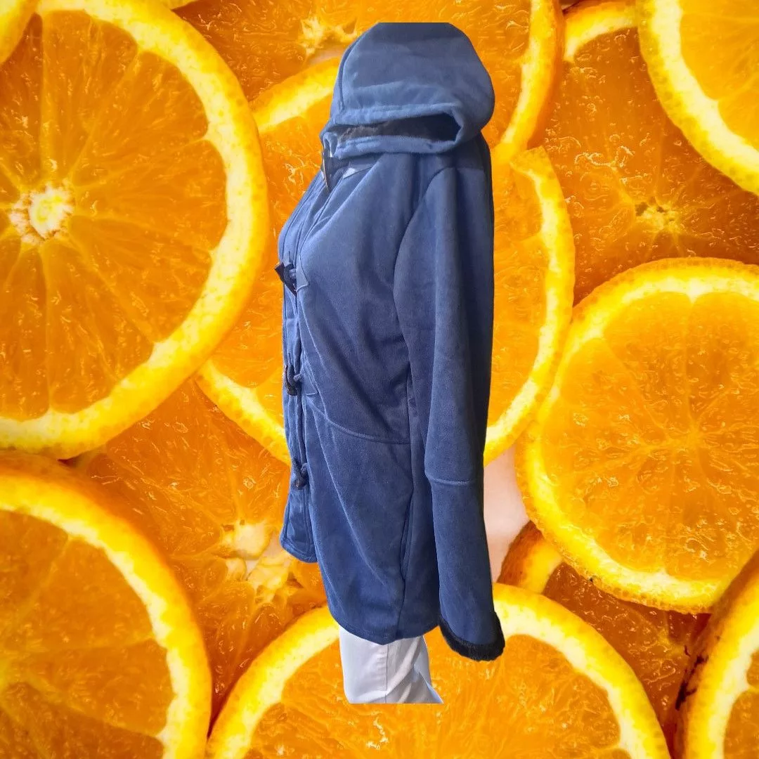 Other Jackets Other Fleece Lined Blue Hooded Lightweight Hook and Loop Coat