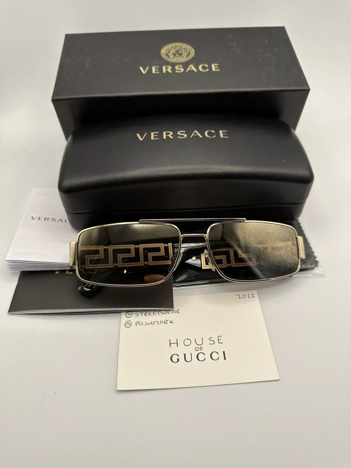 Versace Sunglasses Versace Monogram Statement Sunglasses Gold