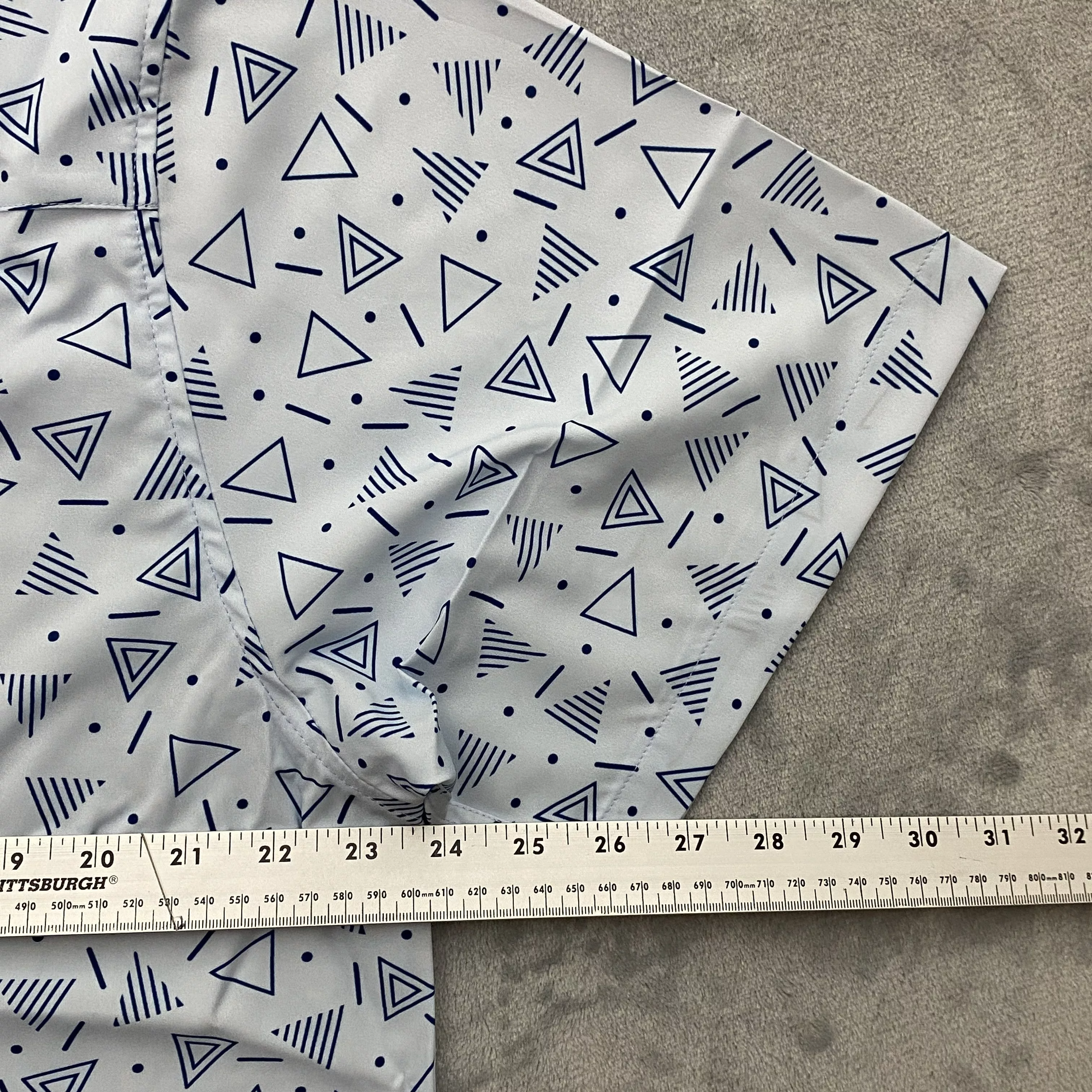 Dixxon Shirts Button Ups Dixxon Men Large TAINTED LOVE Geometric Short Sleeve Logo 90s Party Blue