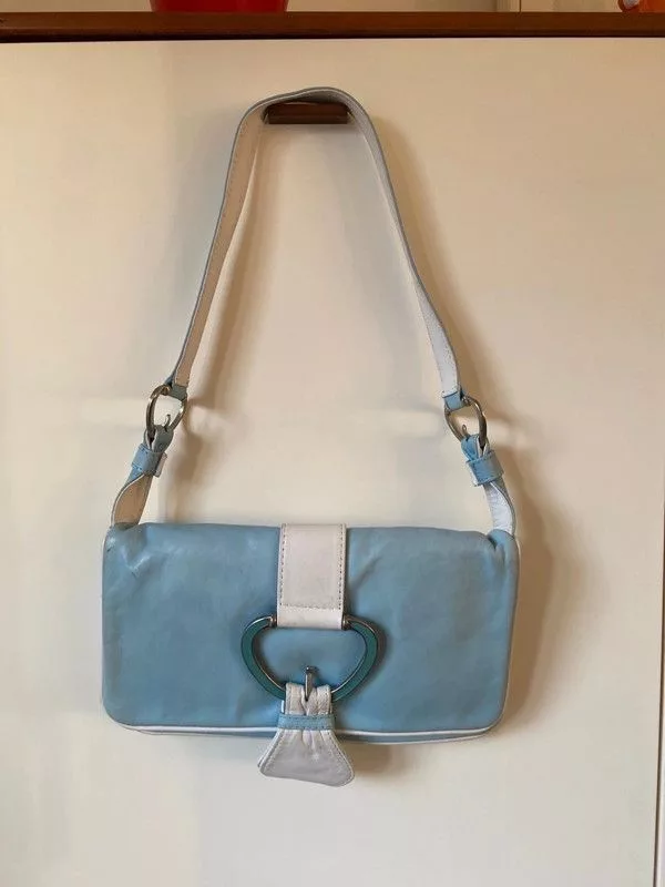 Dolce & Gabbana Shoulder Bags Dolce & Gabbana × Vintage Dolce Gabbana Bag Shoulder Leather Hobo Handbag Baguette Y2K Blue
