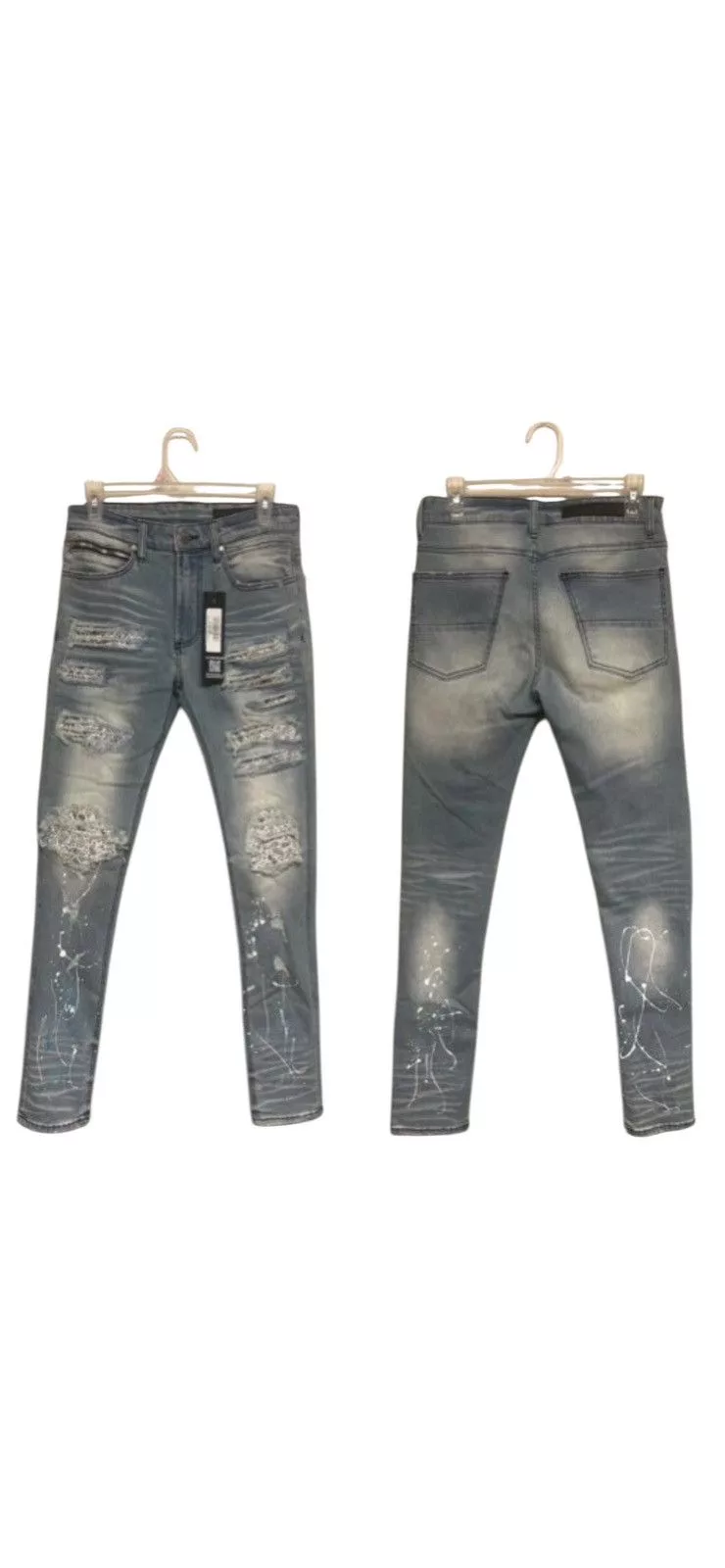Rockstar Games Denim Rockstar Games Rockstar Patchwork Jeans Ripped Bleached Jeans Slim Sz 30 White