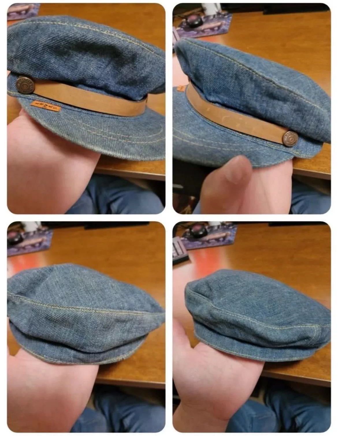Levi's Hats Levi's × Vintage Vintage Levis Denim Hat Orange Tab Engineer Cabbie Hat USA Blue