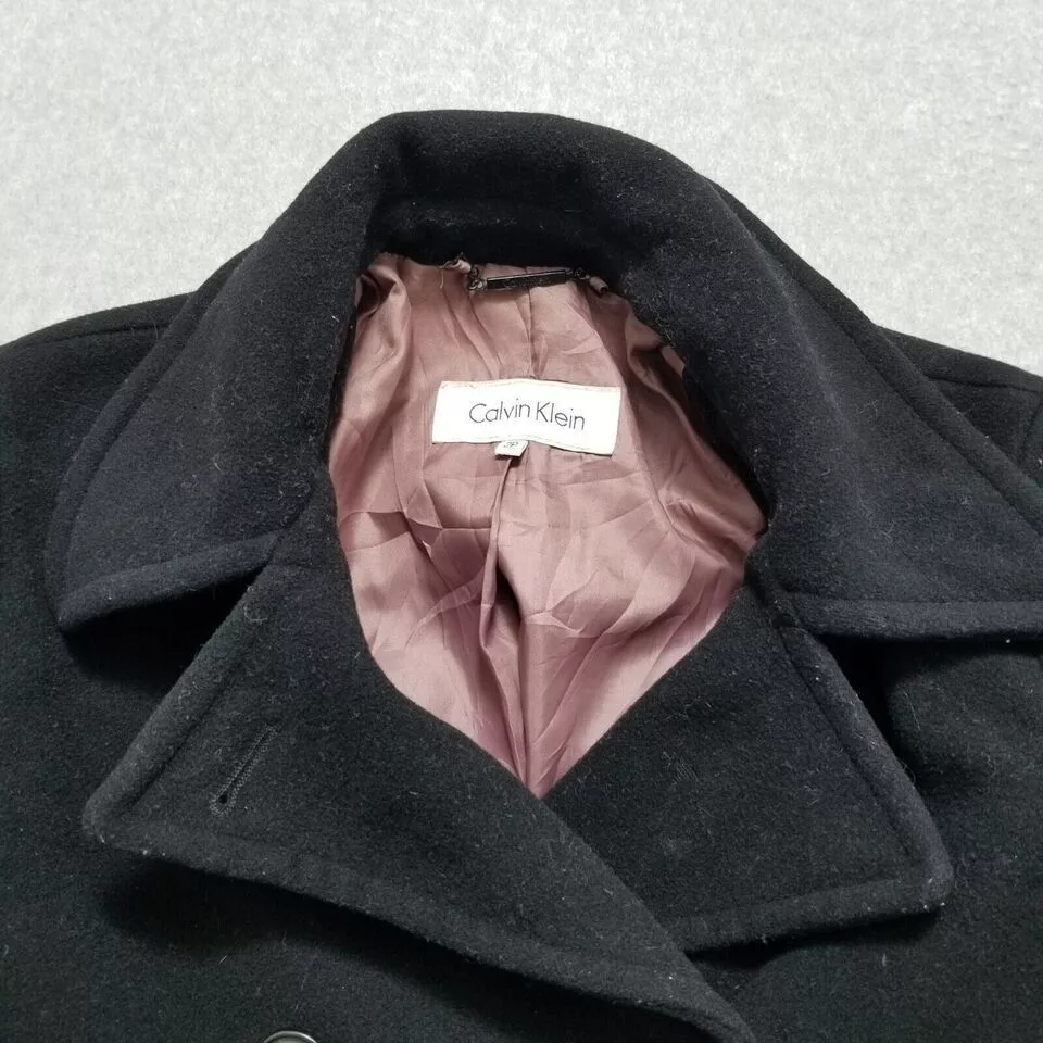 Calvin Klein Jackets Calvin Klein Coat Womens 2P Pockets Buttons Wool Jacket Black