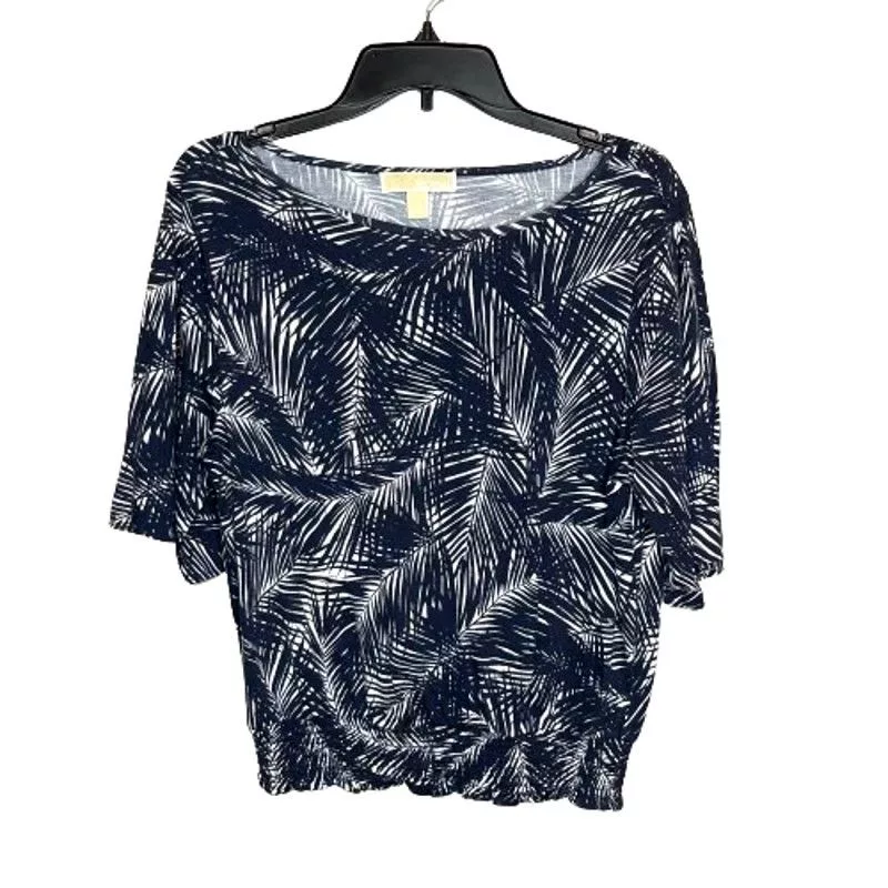 Michael Kors Short Sleeve T Shirts Michael Kors Pullover Leaf Print Blue short Sleeve Shirt, S