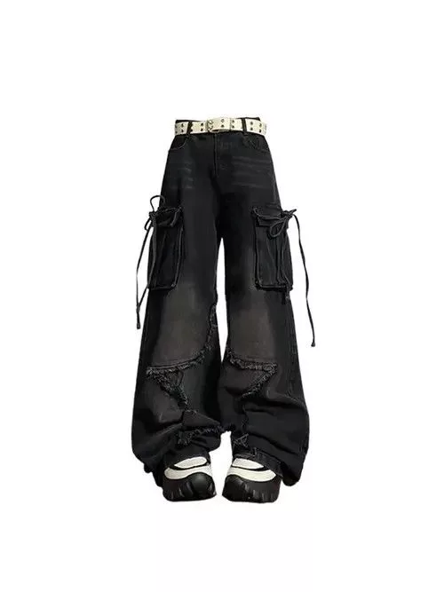 Jean Jeans Black Denim Cargo Jeans