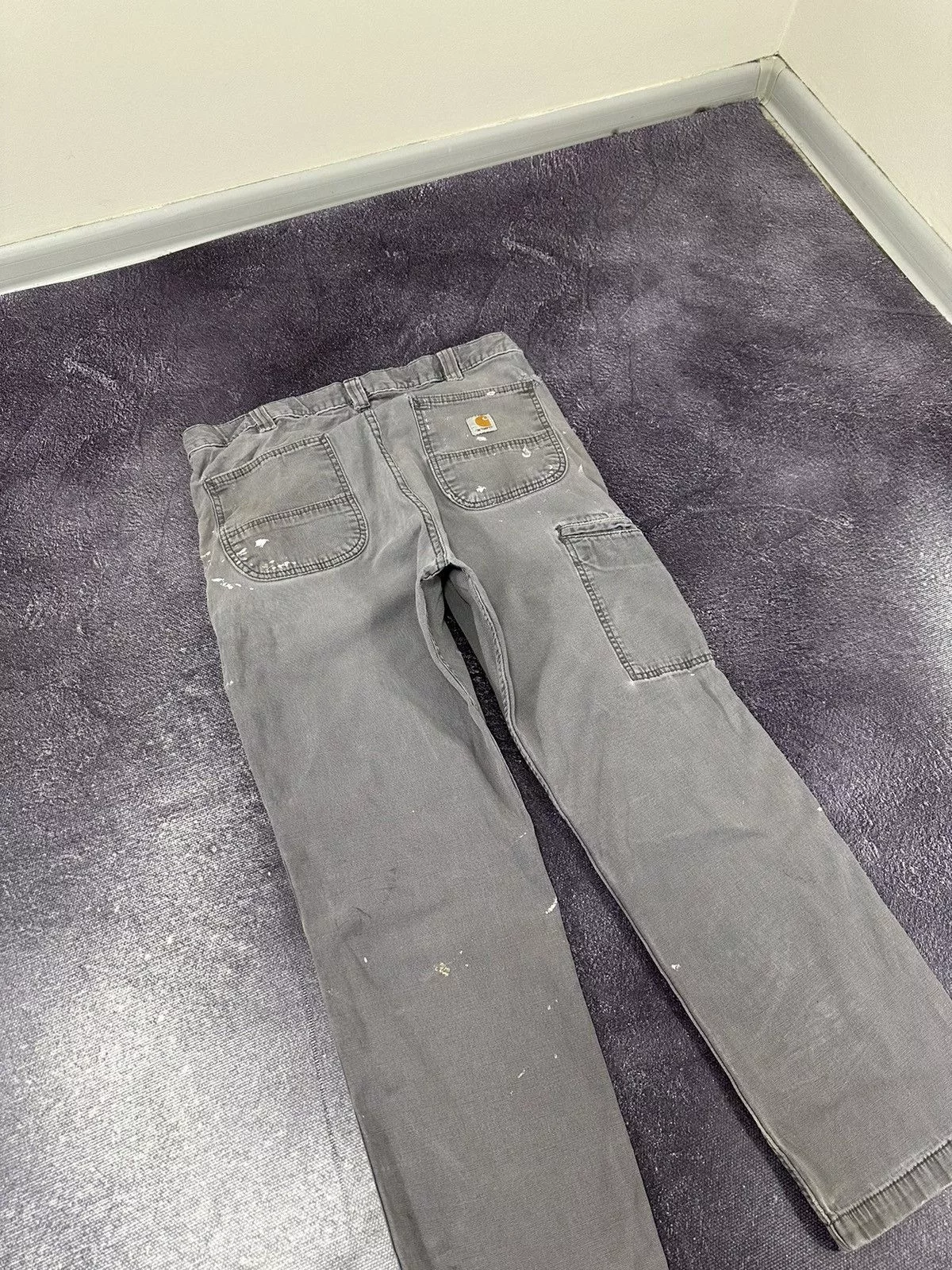 Carhartt Denim Vintage Carhartt Work Gray Painted Hype Baggy Pants Jeans Streetwear
