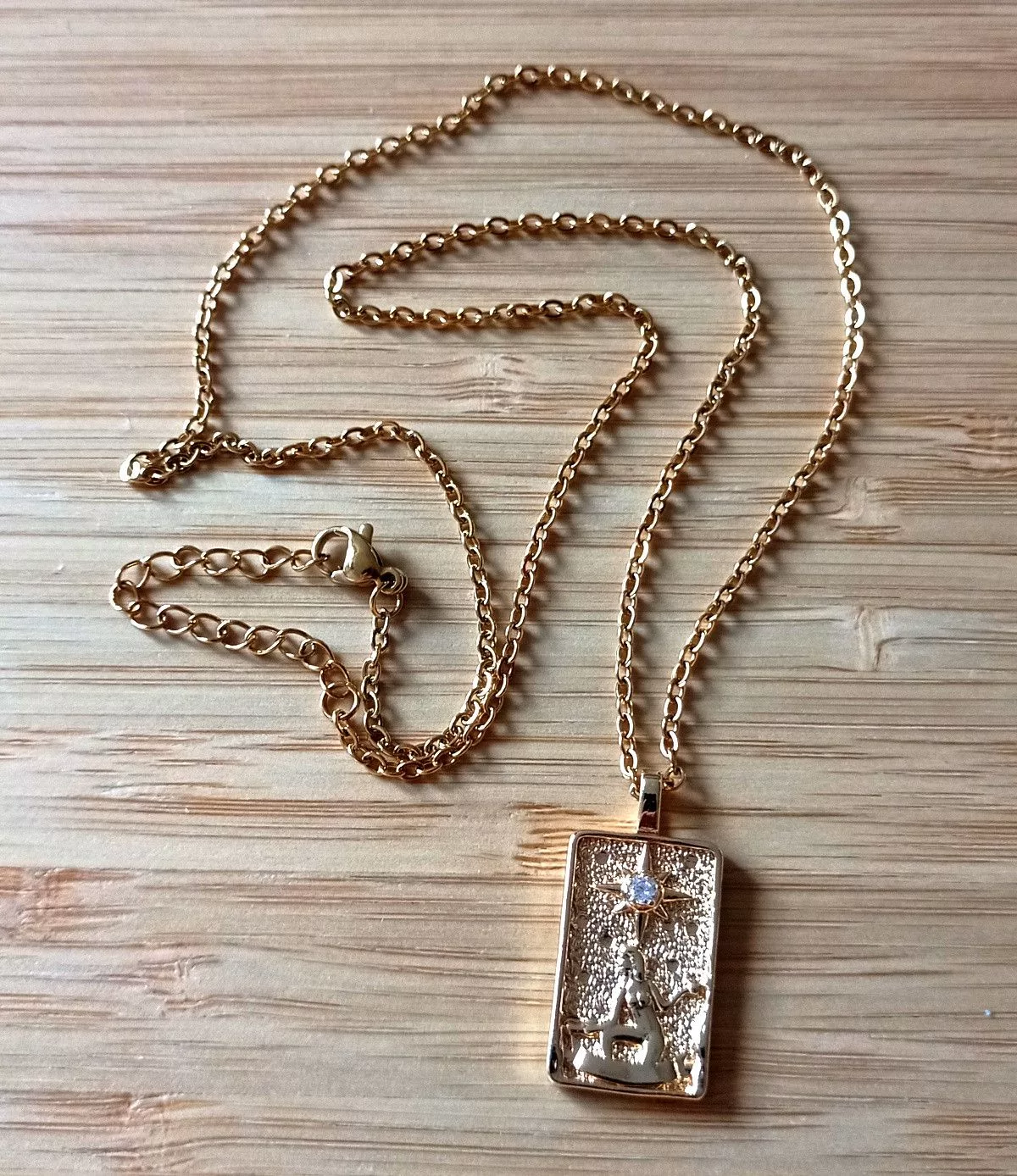 Designer Jewelry Watches Designer × Vintage Vintage Engraved Tarot Card Crystal 14K Gold Necklace Unique
