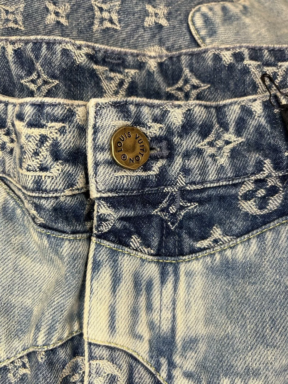 Louis Vuitton Denim Louis Vuitton × Nigo LOUIS VUITTON X NIGO MONOGRAM PATCHWORK DENIM JEANS Blue